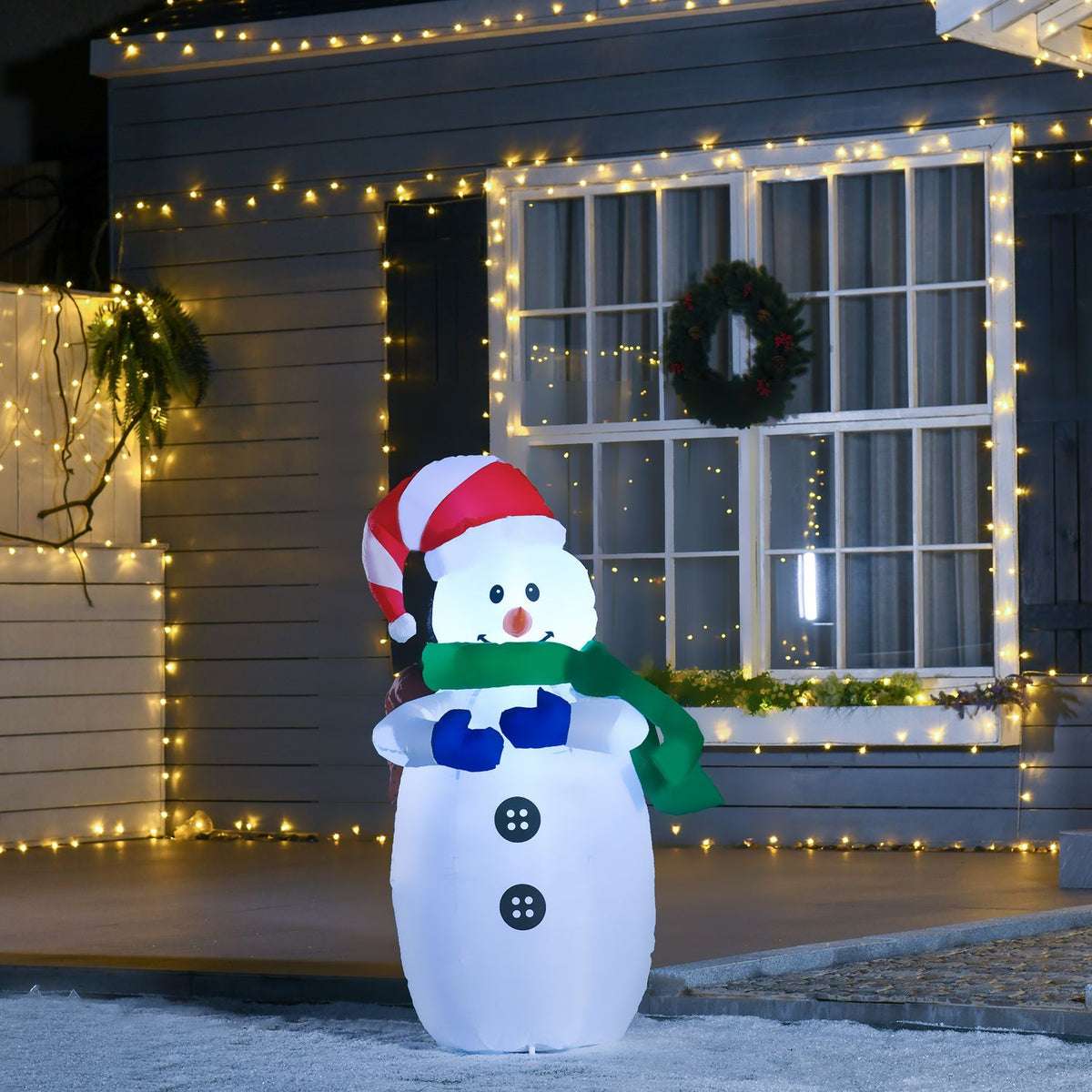 Led Figure Motif Christmas Santa Claus Snowman Inflatable Christmas Decoration Illuminated Garden, L 55 X W 45 X H 120 Cm, Ip 44, Warm White