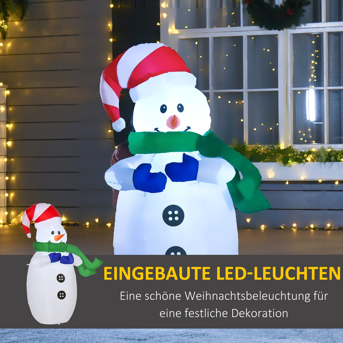 Led Figure Motif Christmas Santa Claus Snowman Inflatable Christmas Decoration Illuminated Garden, L 55 X W 45 X H 120 Cm, Ip 44, Warm White