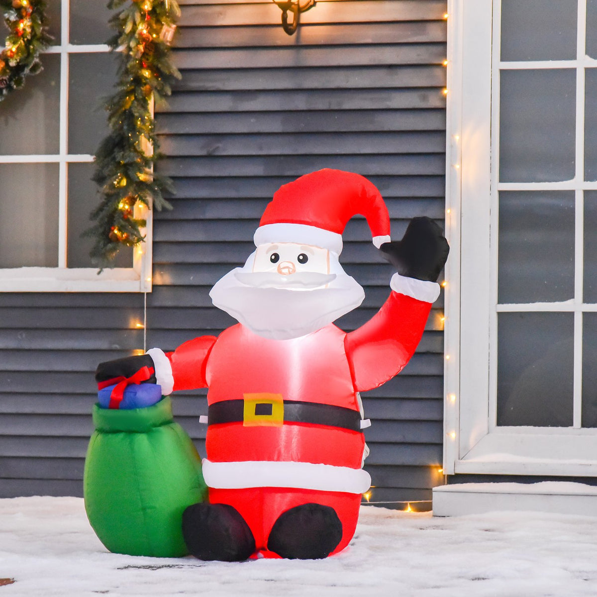Led Figure Motif Christmas Santa Claus Snowman Inflatable Christmas Decoration Illuminated Garden, L 70 X W 45 X H 120 Cm, Ip 44, Warm White