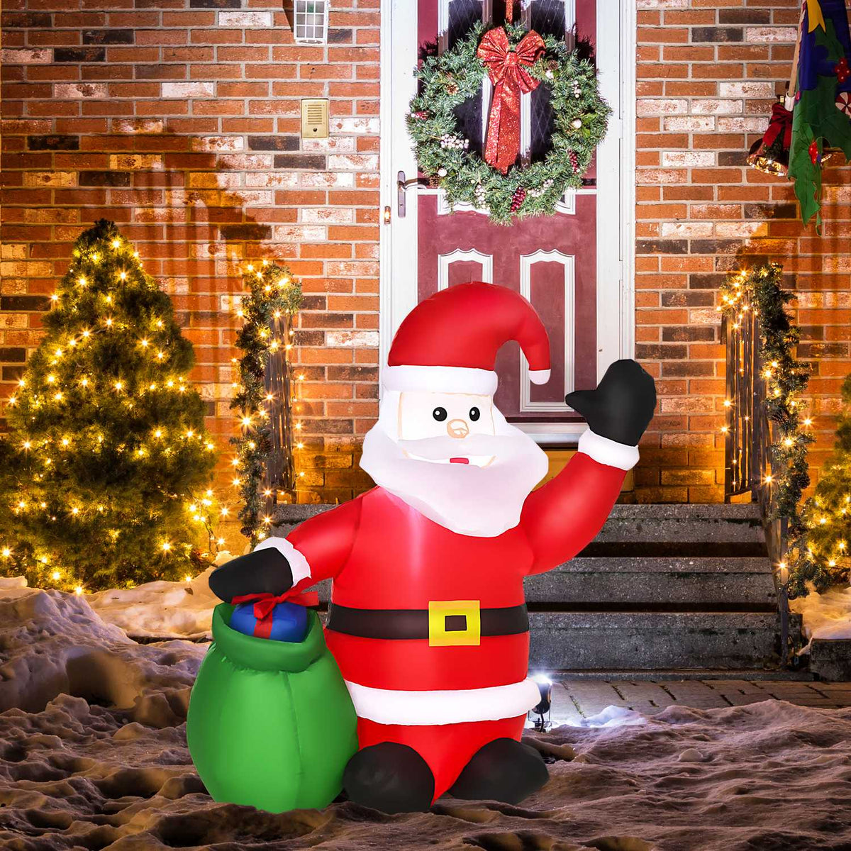 Led Figure Motif Christmas Santa Claus Snowman Inflatable Christmas Decoration Illuminated Garden, L 70 X W 45 X H 120 Cm, Ip 44, Warm White