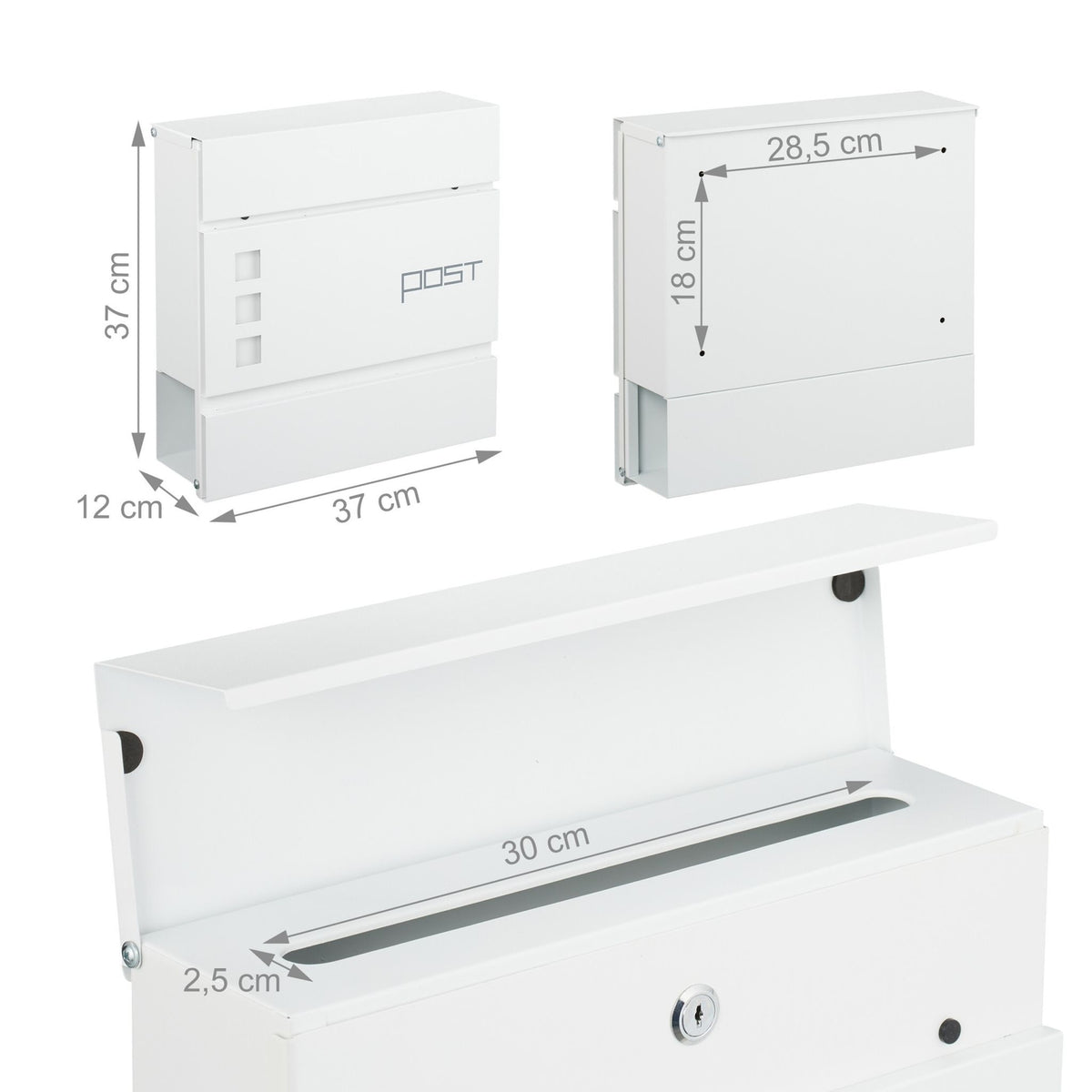 Letterbox with Newspaper Tube – Wall-Mounted, Iron