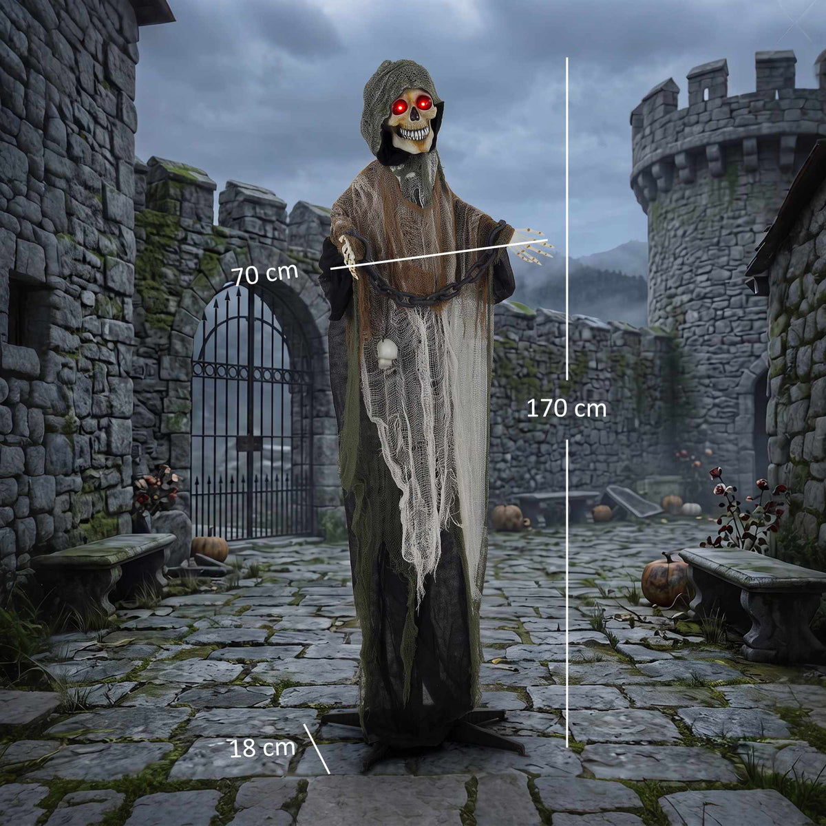Lifesize 170 cm Animated Grim Reaper with Sound & Lights