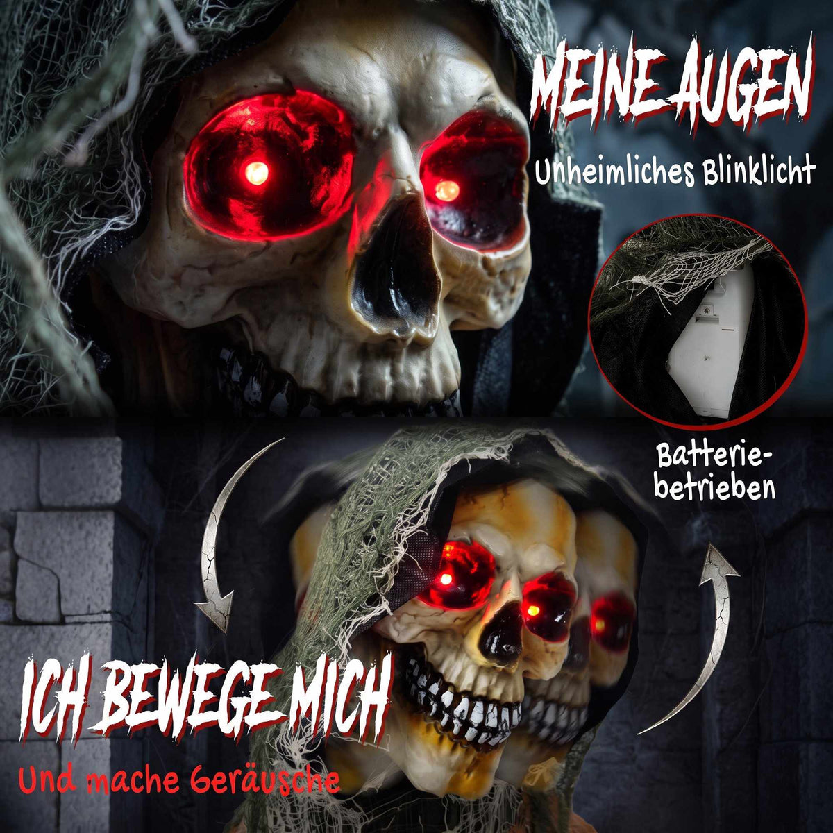 Lifesize 170 cm Animated Grim Reaper with Sound & Lights