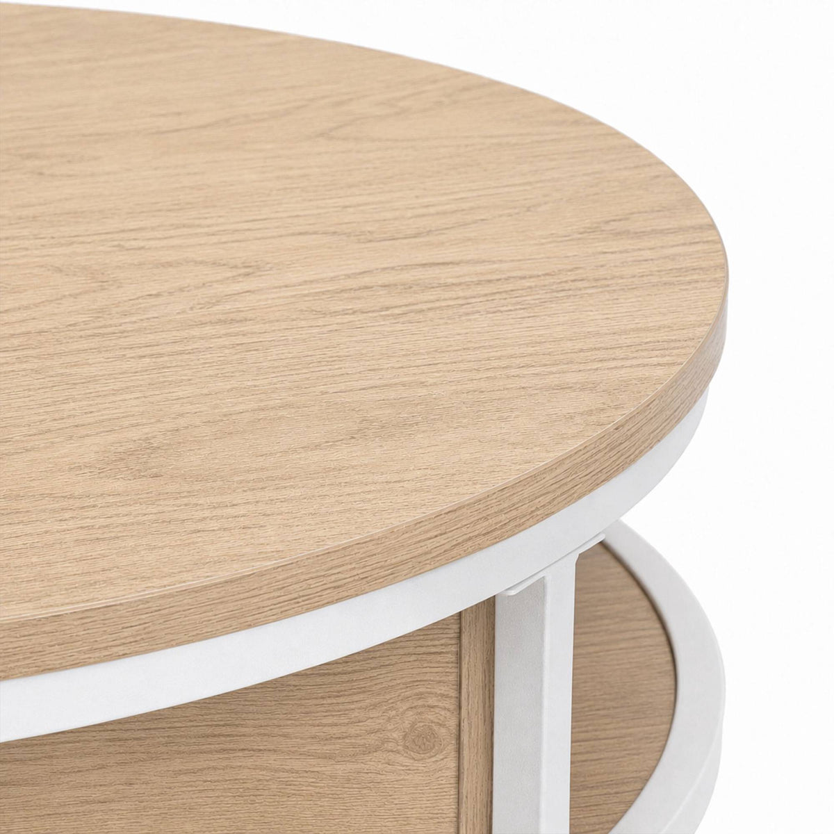 Lift-Top Coffee Table with Storage, White-Beige