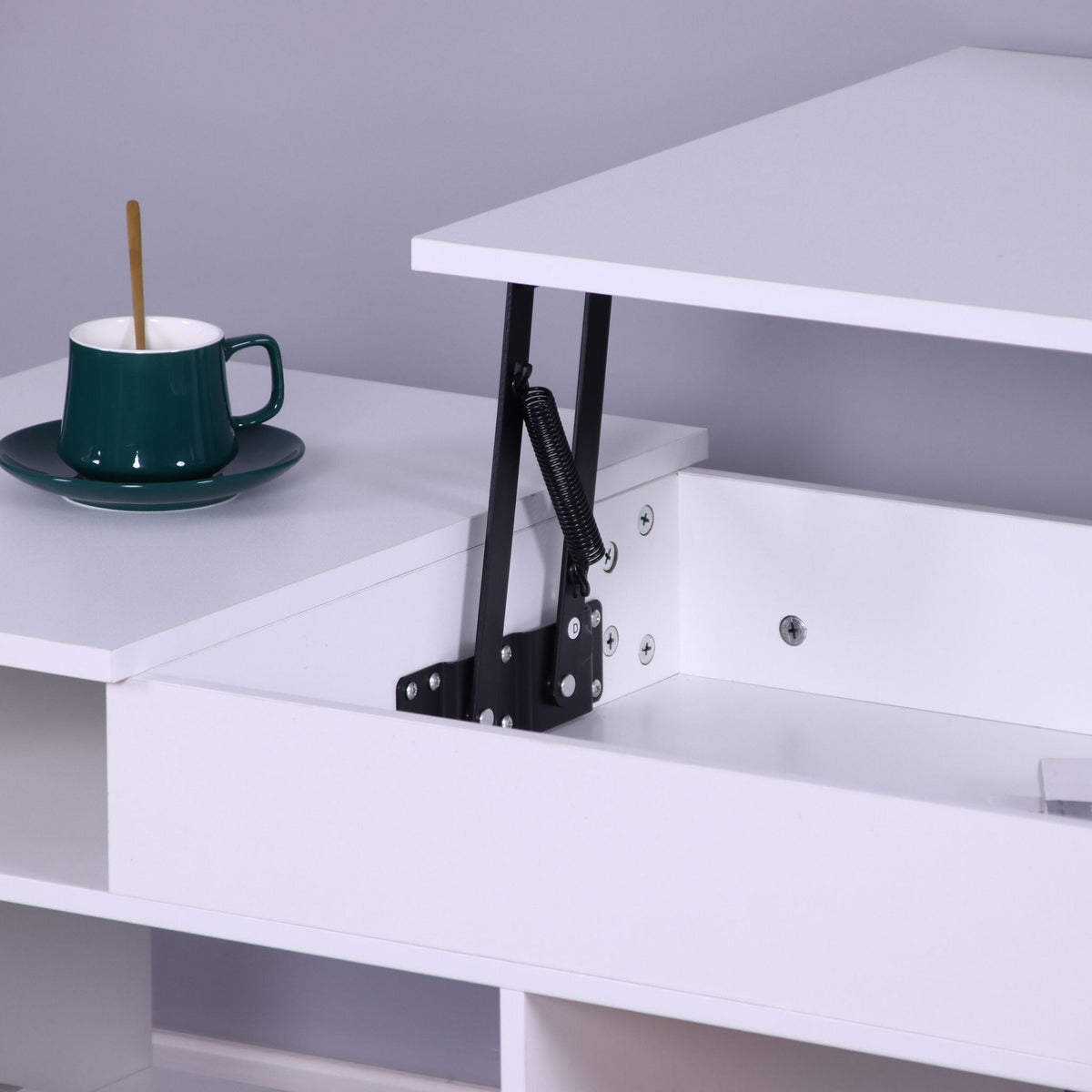 Lift-Top Coffee Table with Storage and Shelves