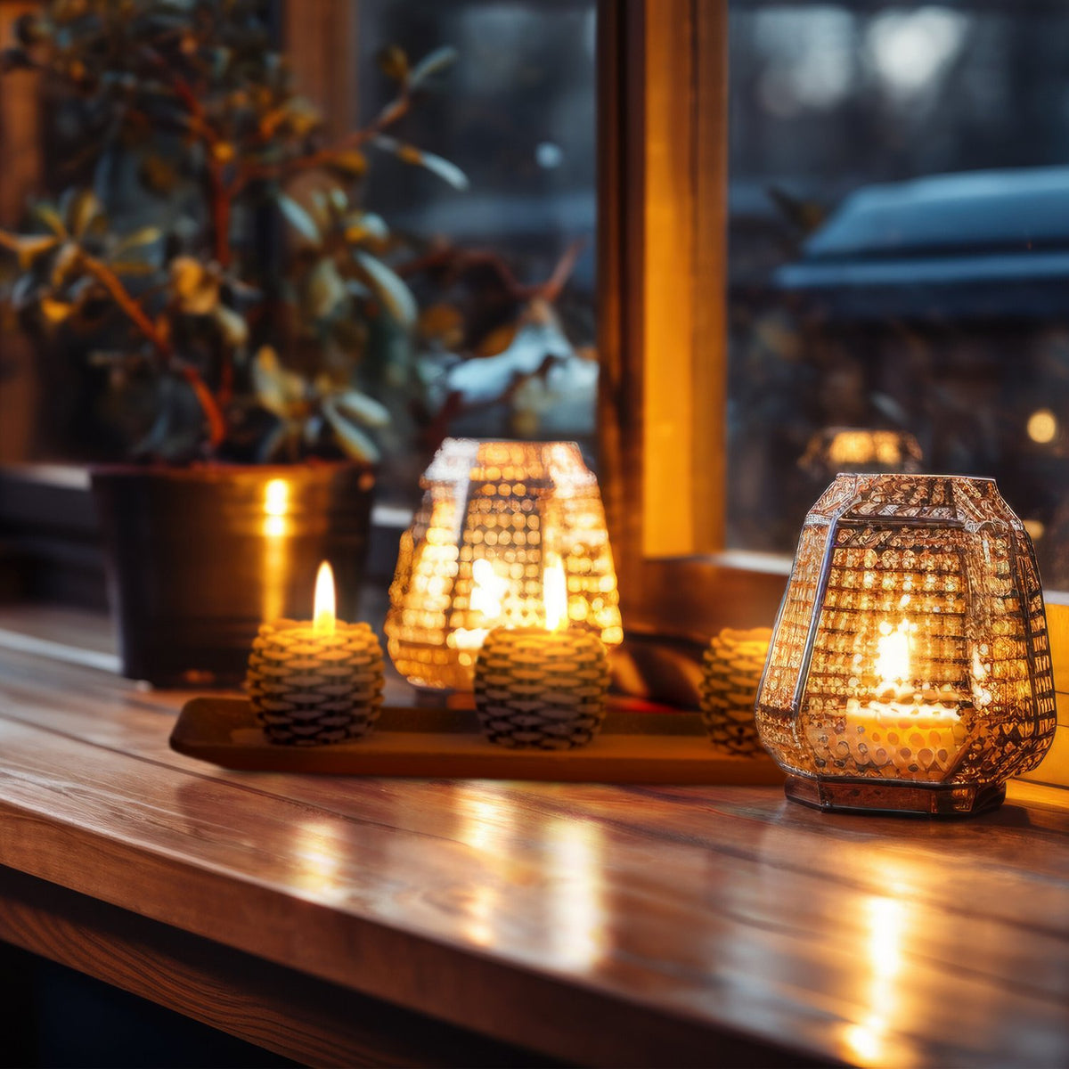 Light decoration with 3 tealight holders