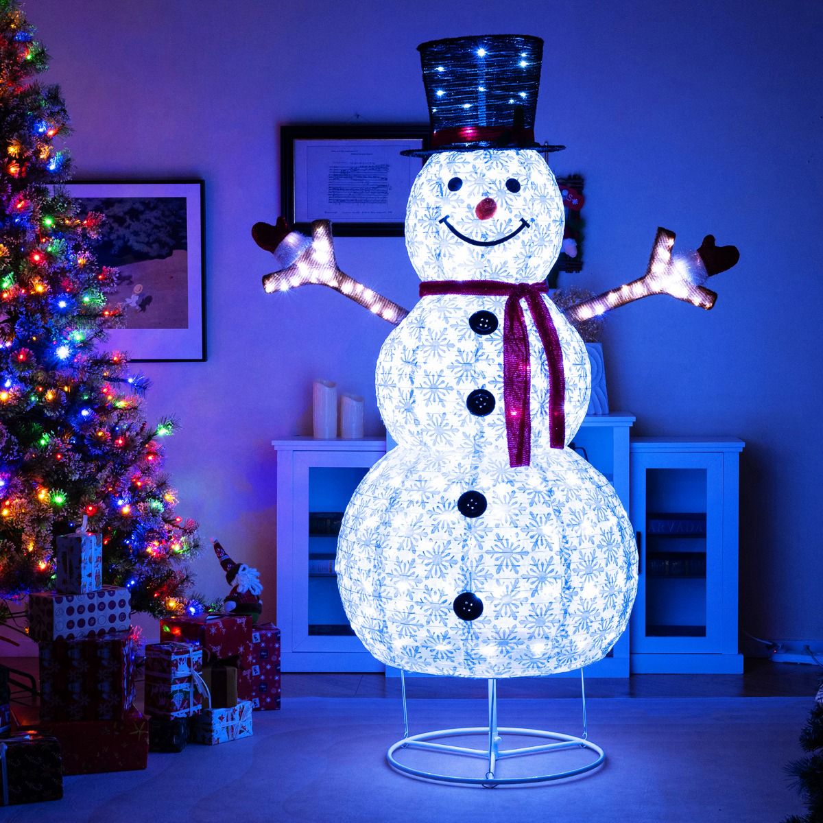 Lighted Christmas Snowman 6ft, 200 Cool White LEDs