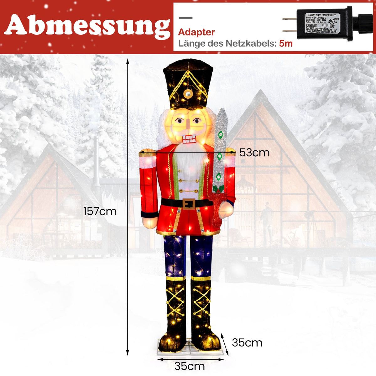 Lighted Nutcracker Figure, 157 cm, 100 LED Lights