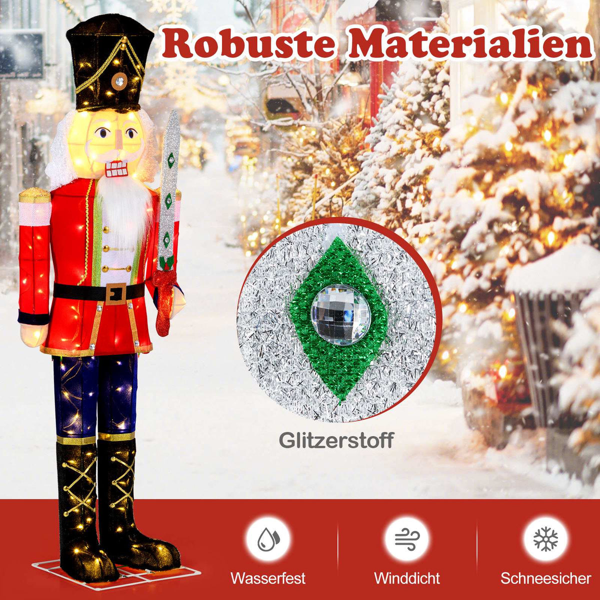 Lighted Nutcracker Figure, 157 cm, 100 LED Lights