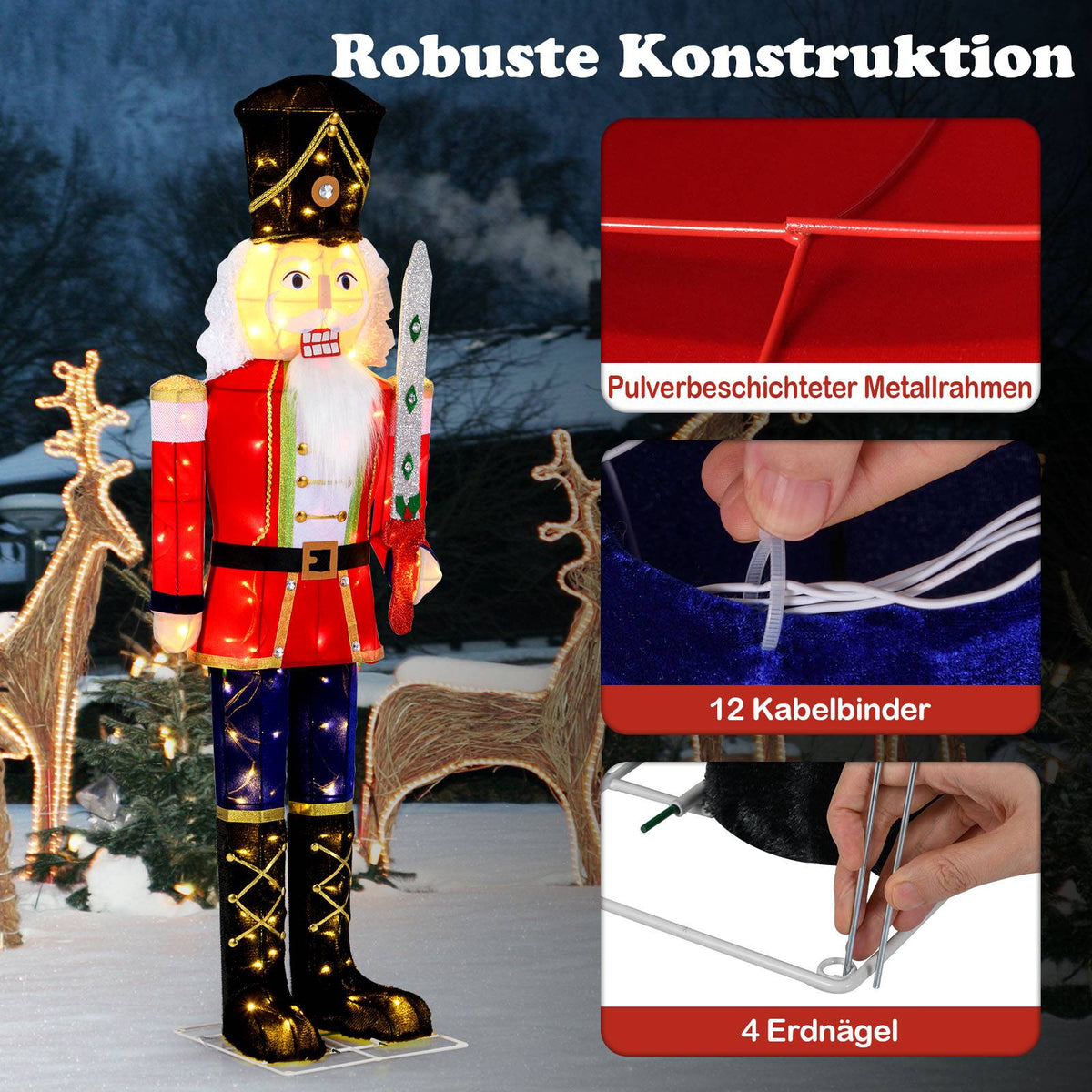 Lighted Nutcracker Figure, 157 cm, 100 LED Lights