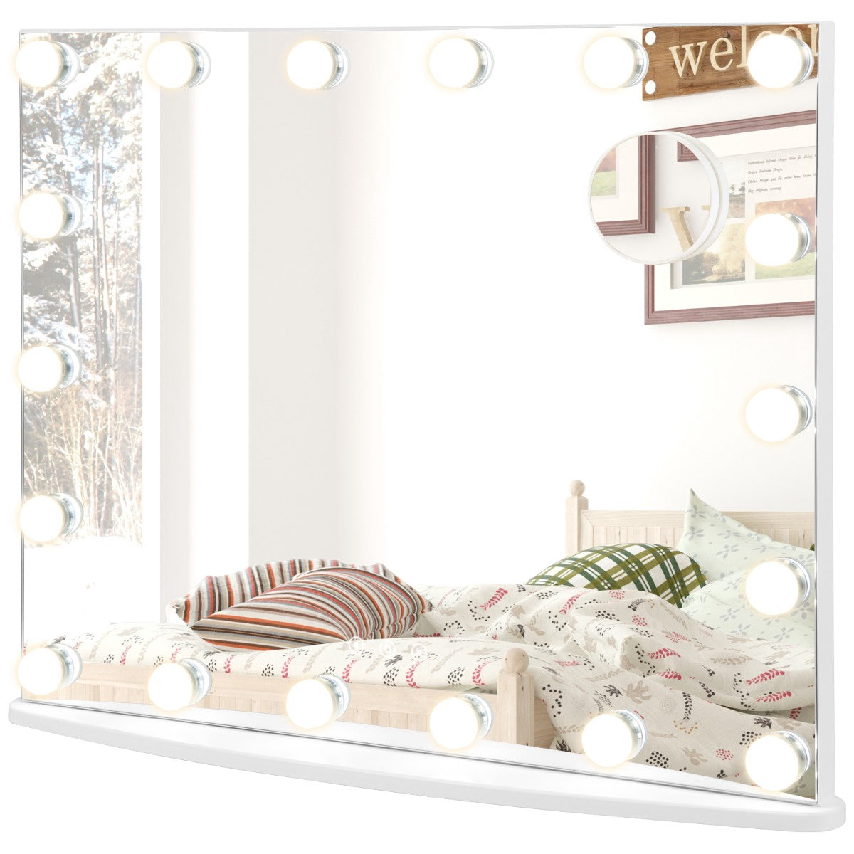 Lighted Vanity Makeup Mirror, 18 LED, Touch, 3 Modes, 3X