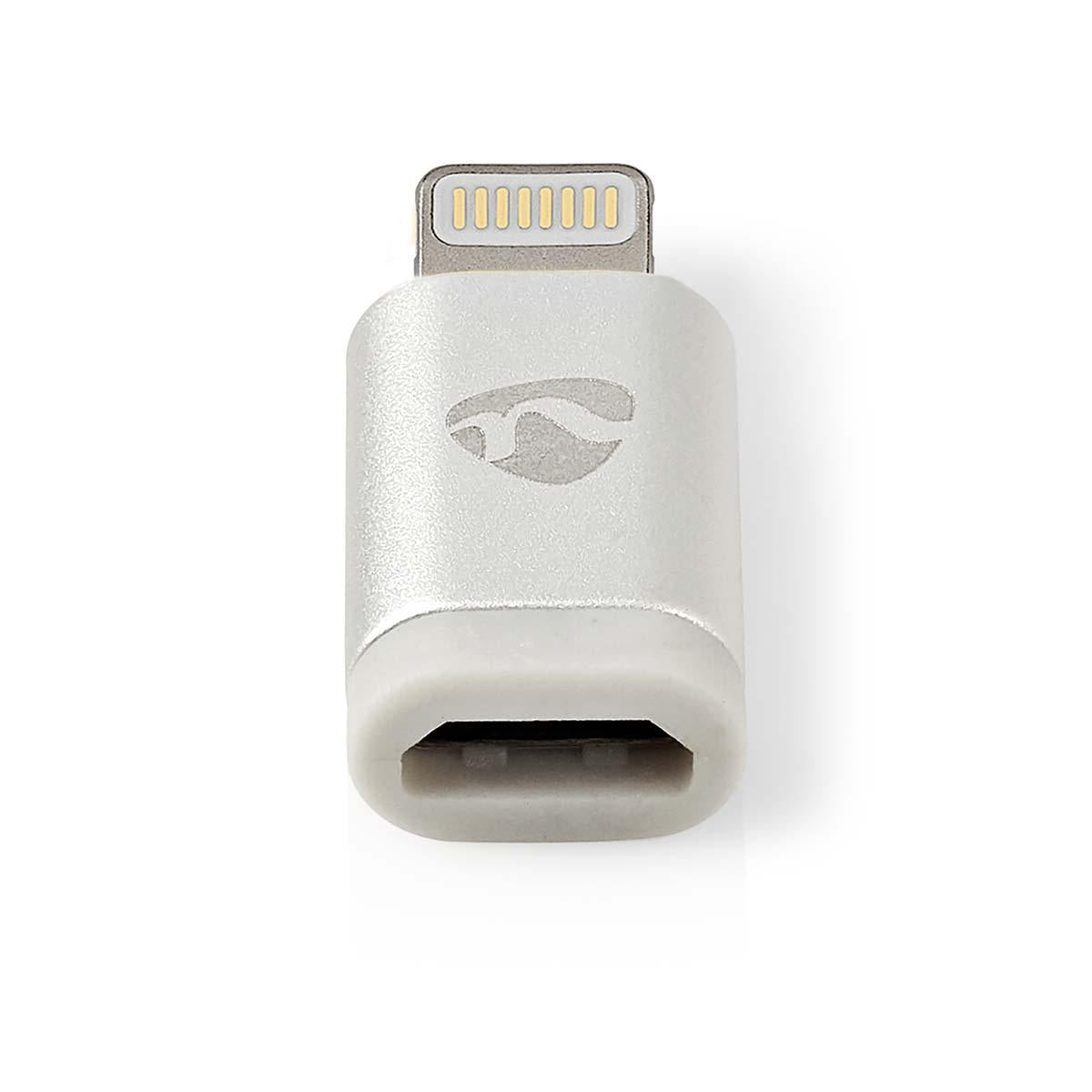 Lightning Adapter | Apple Lightning, 8-pin | USB Micro-B Female | Gold Plated | Round | Aluminum