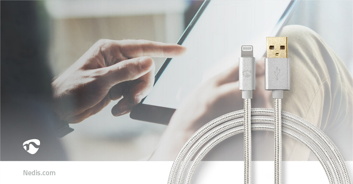 Lightning Cable | USB 2.0 | Apple Lightning, 8-pin | USB-A Male | 480 Mbps | Gold Plated | 1.00 m | Round | Braided / Nylon | Aluminum | Carton with covered window