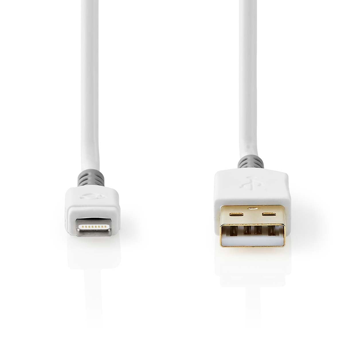 Lightning Cable | USB 2.0 | Apple Lightning, 8-pin | USB-A Male | 480 Mbps | Gold Plated | 1.00 m | Round | PVC | Grey/White | Cardboard box with window