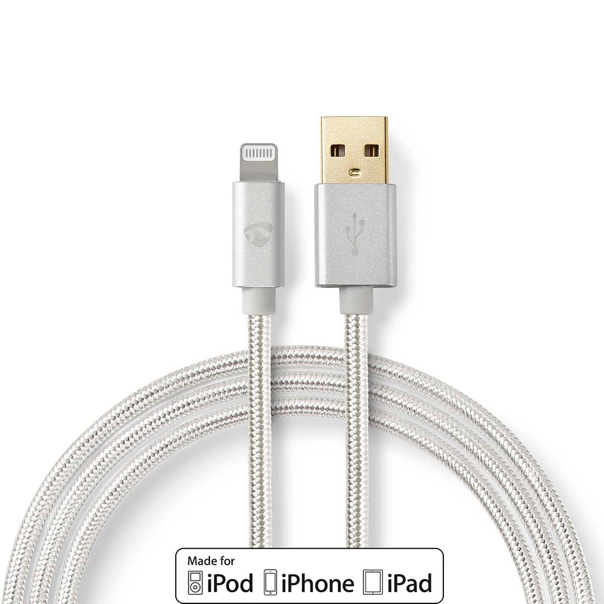 Lightning Cable | USB 2.0 | Apple Lightning, 8-pin | USB-A Male | 480 Mbps | Gold Plated | 3.00 m | Round | Braided / Nylon | Aluminum | Carton with covered window