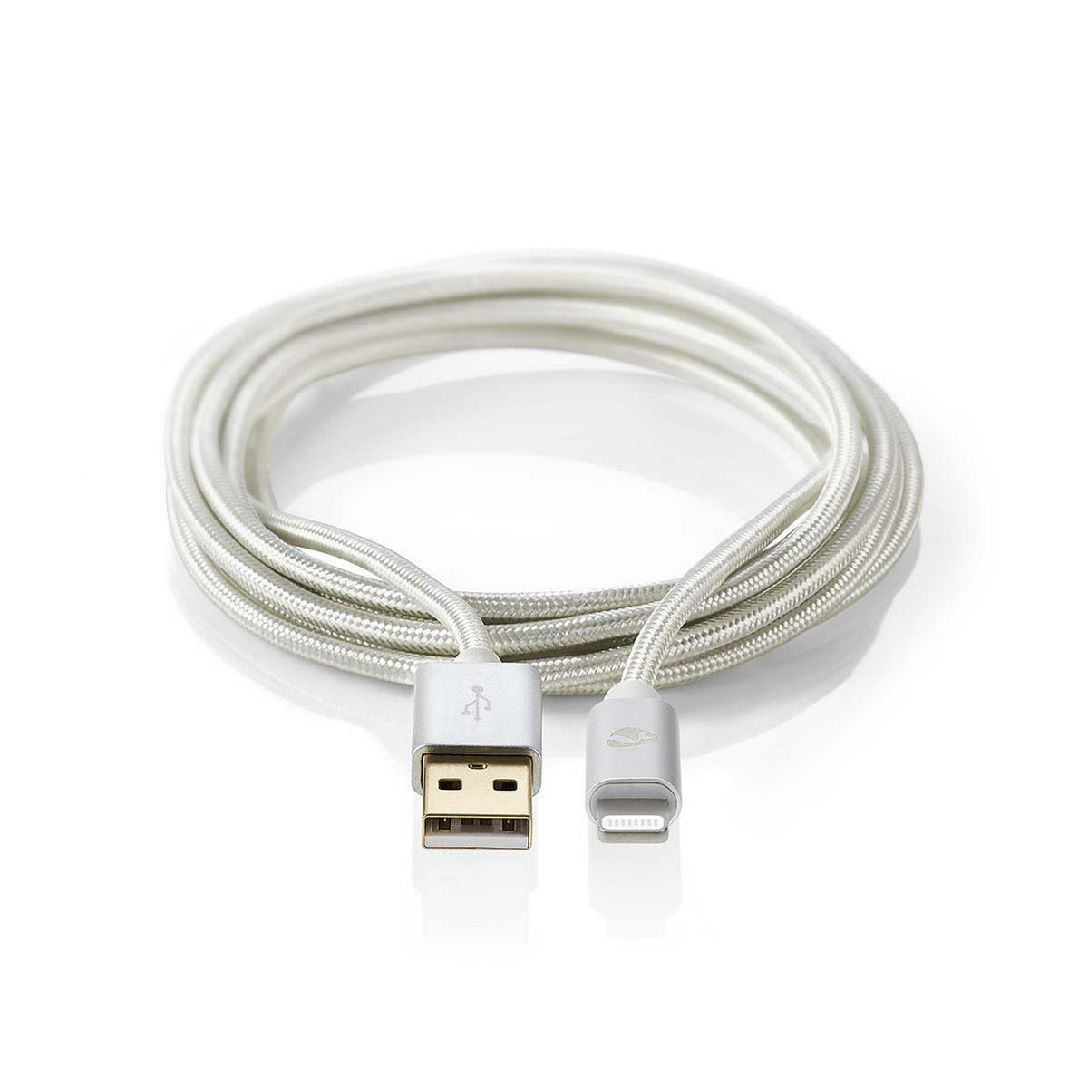 Lightning Cable | USB 2.0 | Apple Lightning, 8-pin | USB-A Male | 480 Mbps | Gold Plated | 3.00 m | Round | Braided / Nylon | Aluminum | Carton with covered window