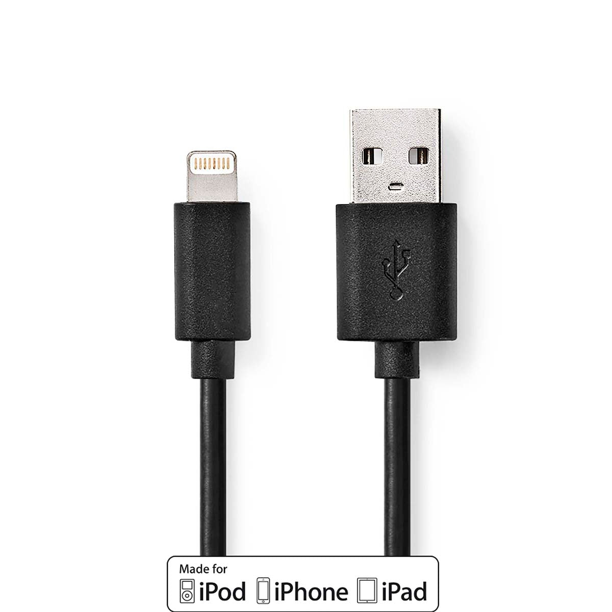 Lightning Cable | USB 2.0 | Apple Lightning, 8-pin | USB-A Male | 480 Mbps | Nickel Plated | 2.00 m | Round | PVC | Black | Box
