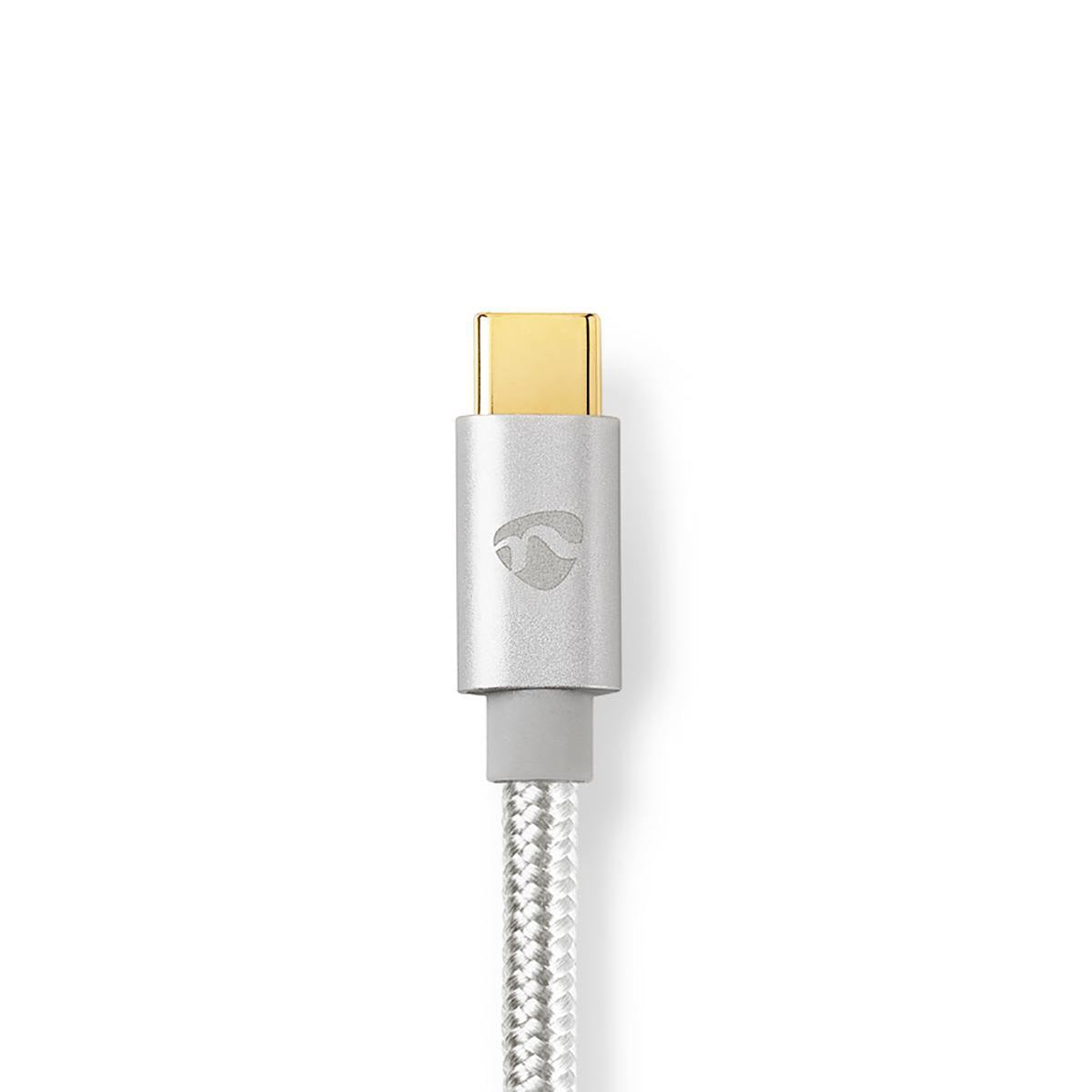 Lightning Cable | USB 2.0 | Apple Lightning, 8-pin | USB-C™ Male | 480 Mbps | Gold Plated | 1.00 m | Round | Braided / Nylon | Aluminum / Silver | Carton with covered window