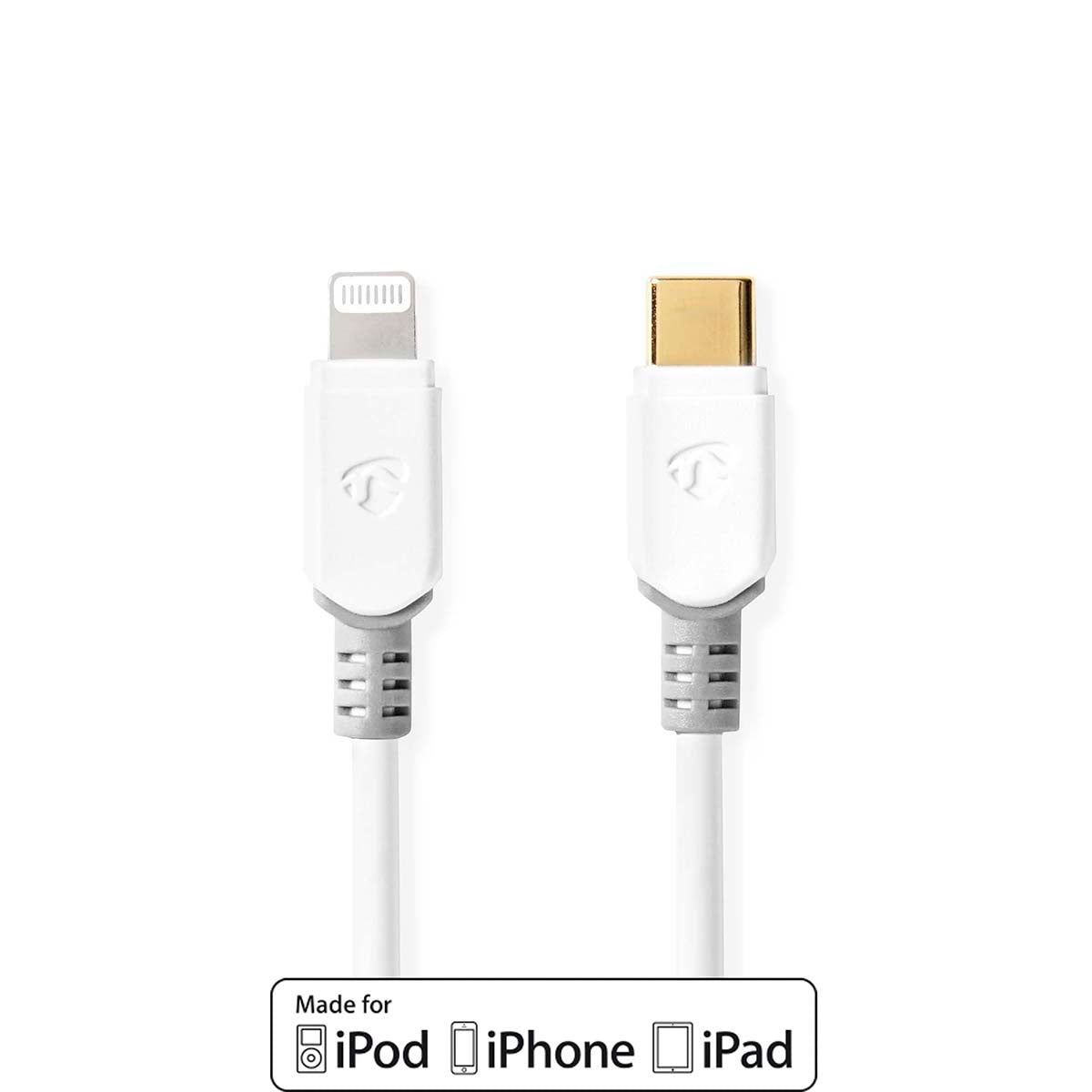Lightning Cable | USB 2.0 | Apple Lightning, 8-pin | USB-C™ Male | 480 Mbps | Gold Plated | 1.00 m | Round | PVC | White | Box