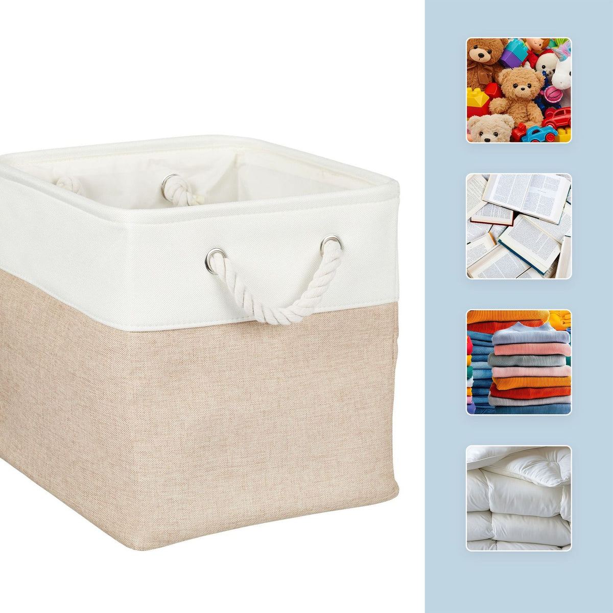 Linen Storage Baskets Set of 3 – Two-Tone Design
