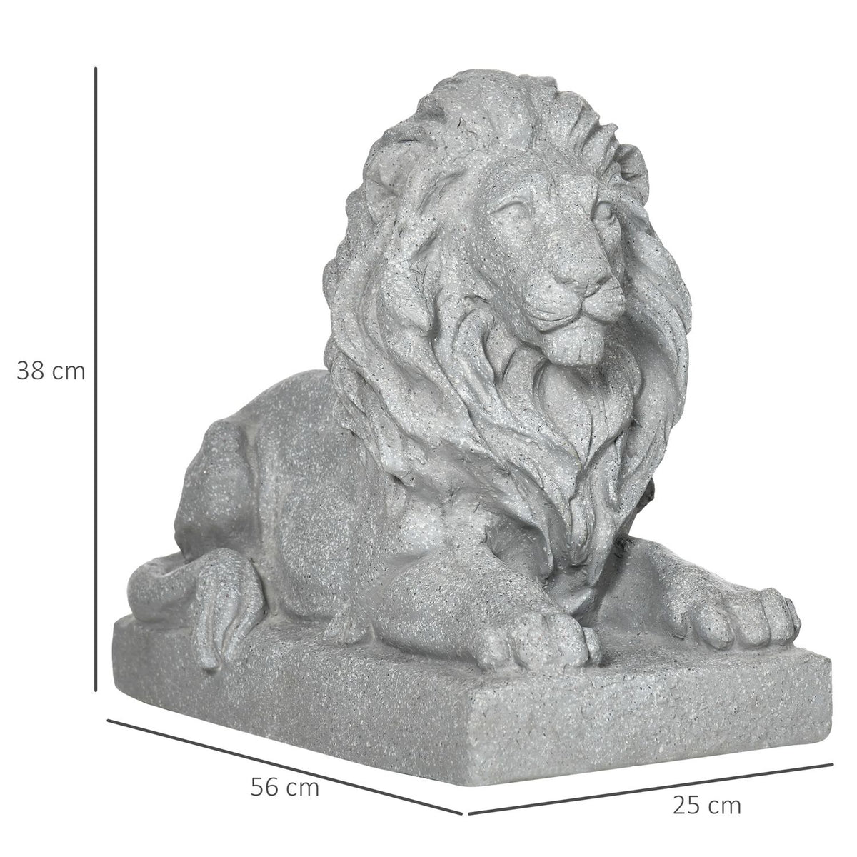 Lion Sculpture Weather Resistant Garden Figure Outdoor Ornament Garden Decoration For Home Lawn Yard Gray