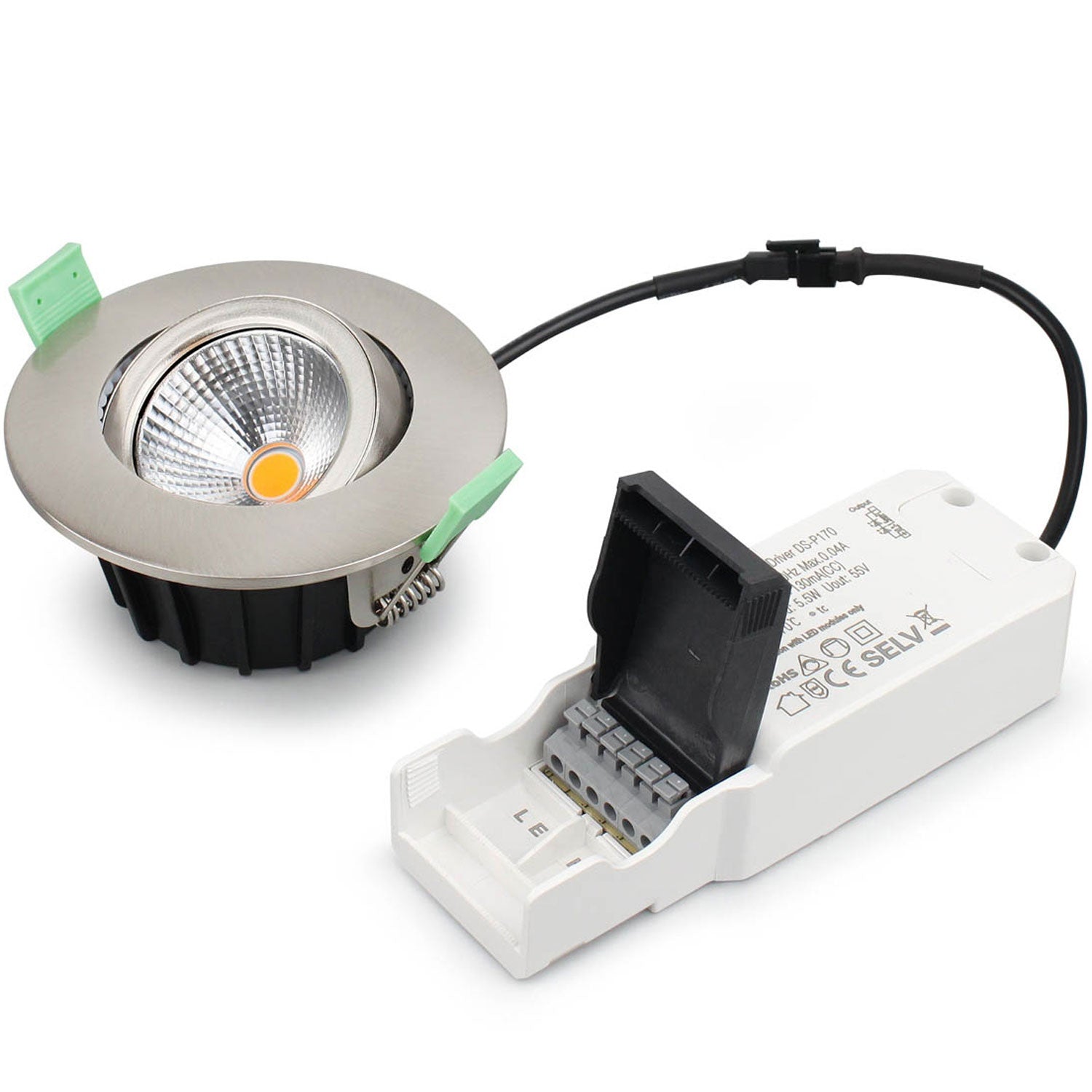 Lisa Dimmable Recessed downlight 3000K 600lm IP65 1-pack Brushed steel