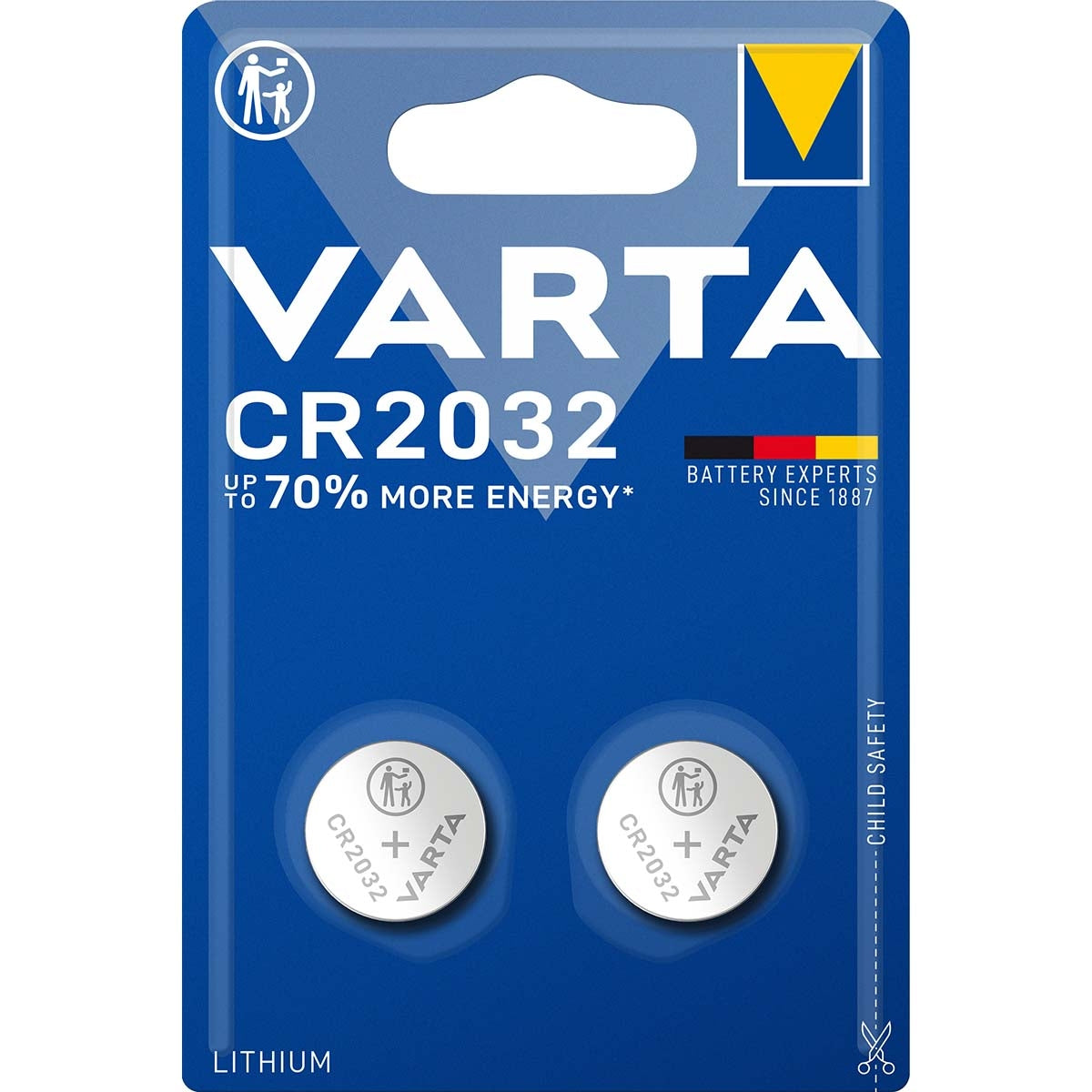 Lithium button cell battery CR2032 | 3 V DC | 230 mAh | 2-Blister | Silver