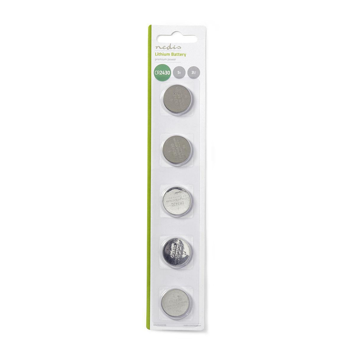 Lithium button cell battery CR2430 | 3 V DC | 5-Blister | Silver