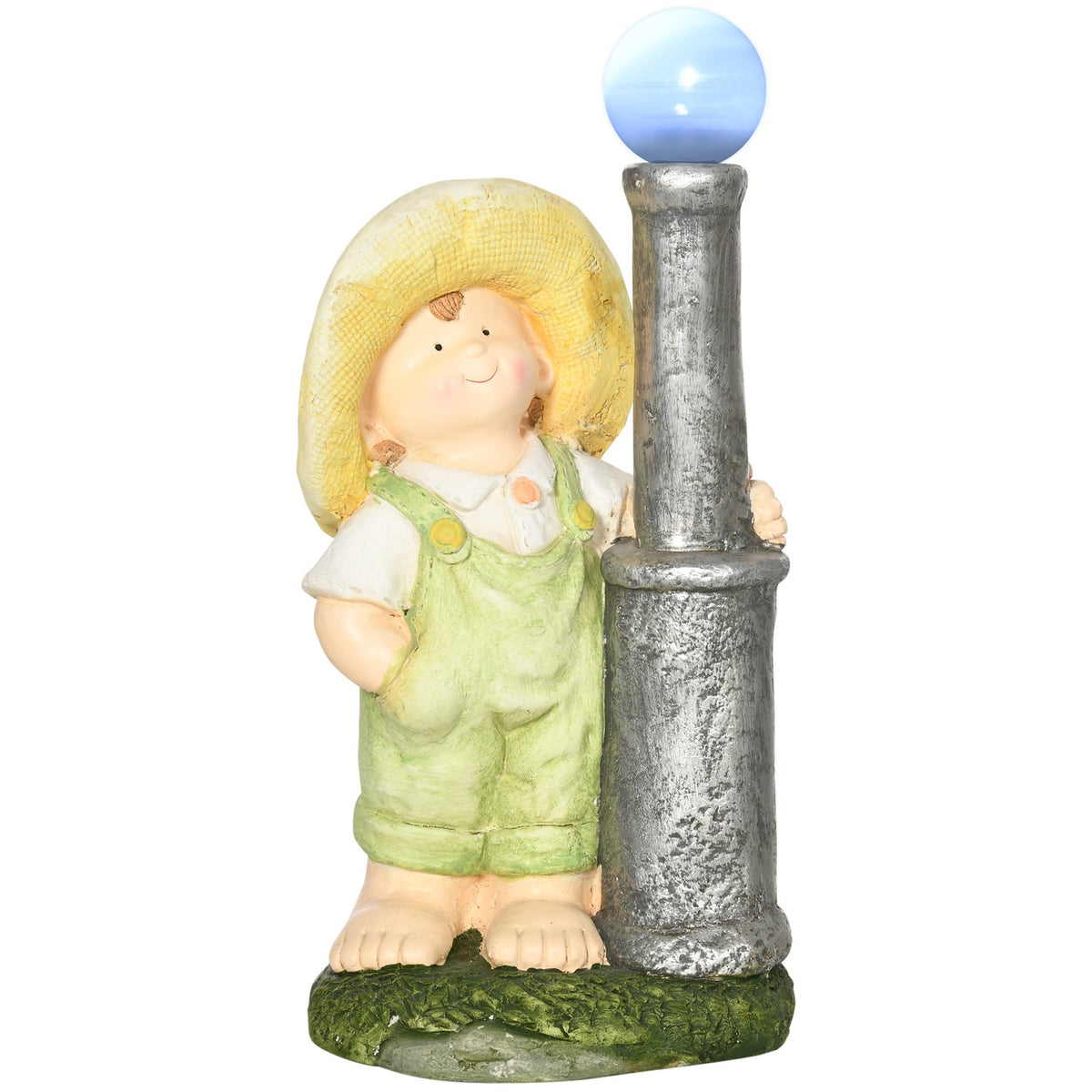 Little Boy With Lantern Garden Ornament With Led Solar Light, 56Cm Garden Lighting For Home Decoration, Garden