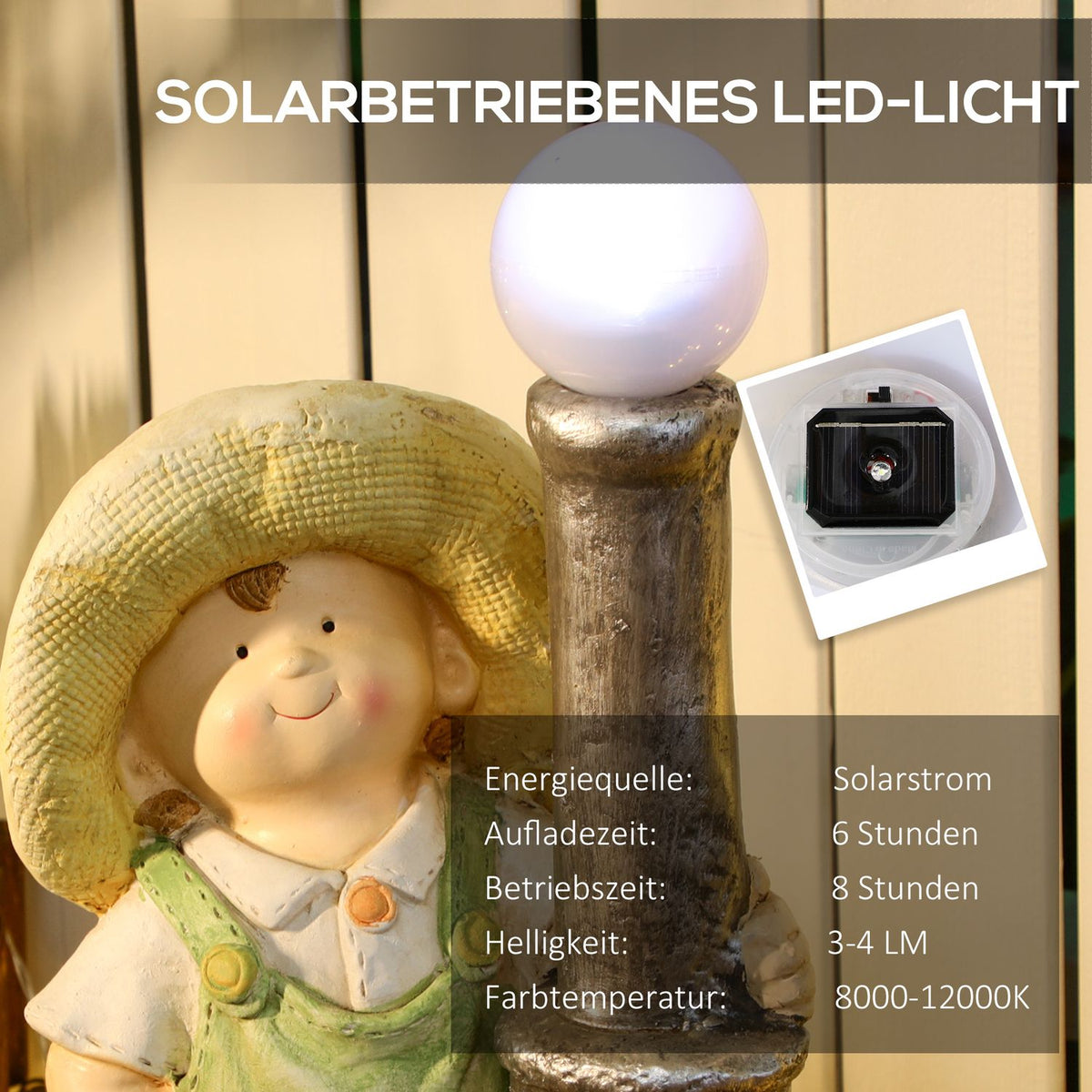 Little Boy With Lantern Garden Ornament With Led Solar Light, 56Cm Garden Lighting For Home Decoration, Garden