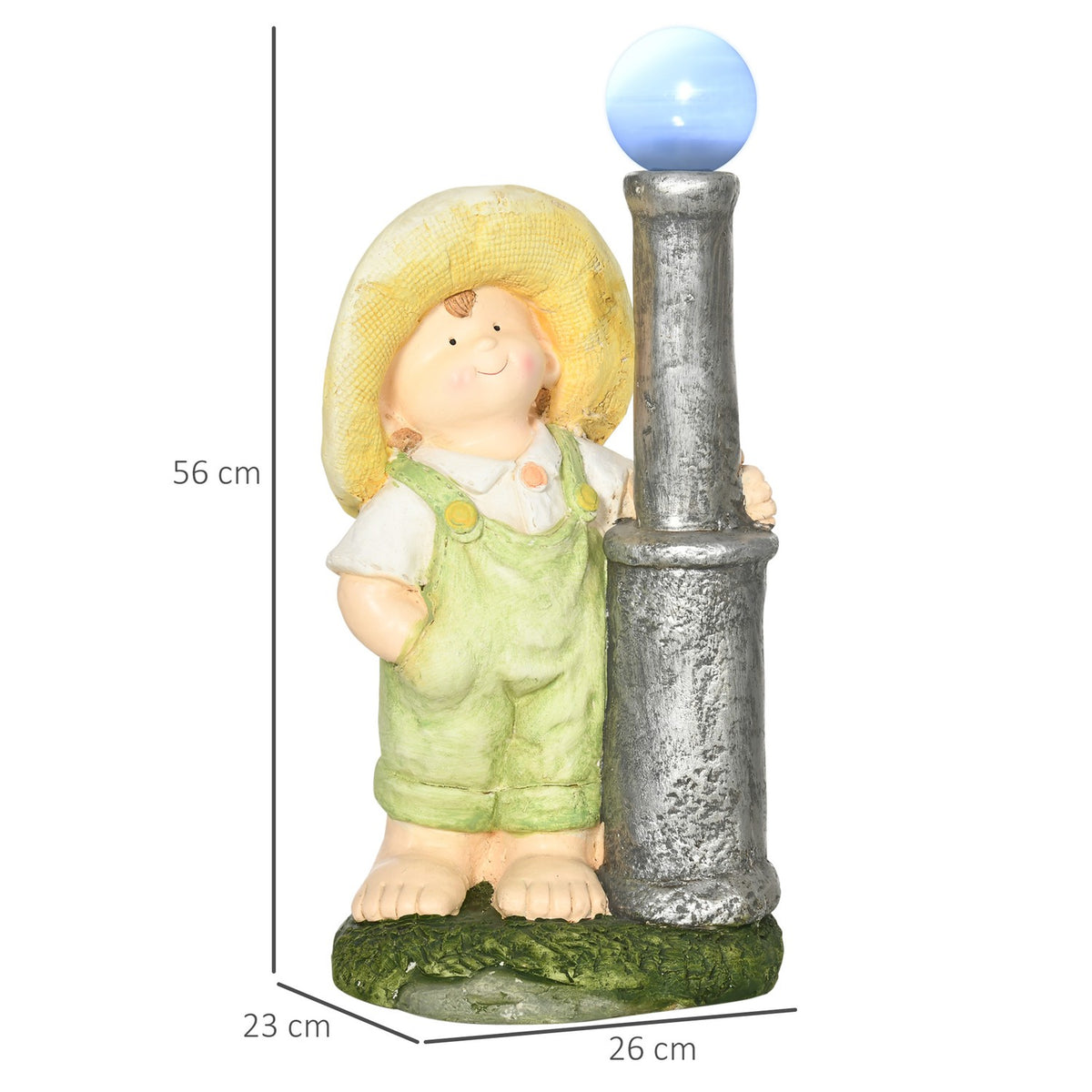 Little Boy With Lantern Garden Ornament With Led Solar Light, 56Cm Garden Lighting For Home Decoration, Garden