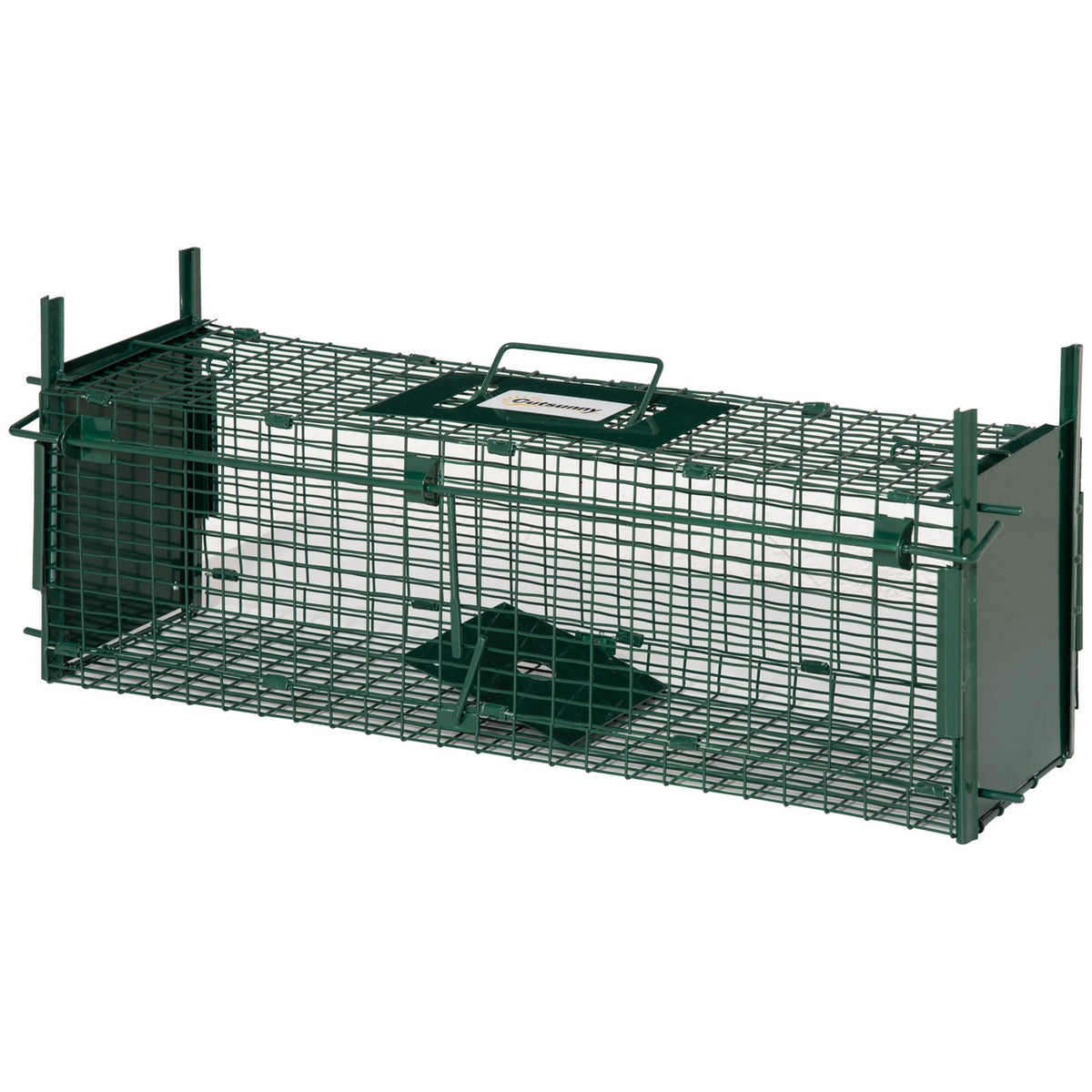 Live Trap, Marten Trap, Wire Trap With Double Door, Rat Trap, Steel, Dark Green, 60X18X20Cm