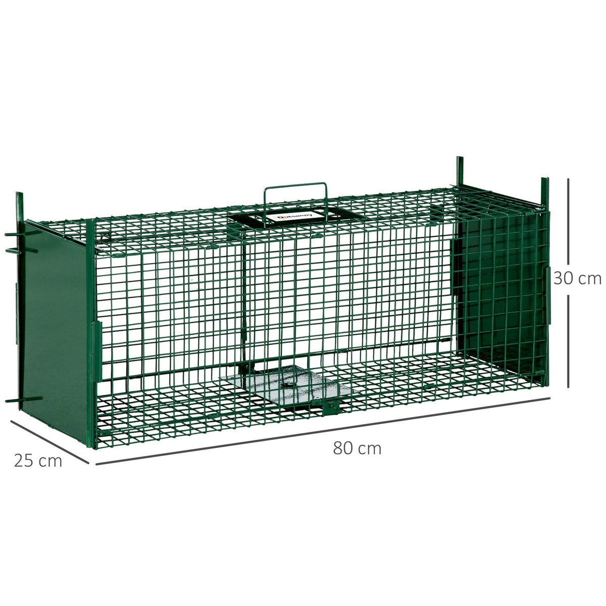 Live Trap Marten Trap With Double Door & Handle, Rat Trap, Steel, Dark Green, 80X25X30Cm