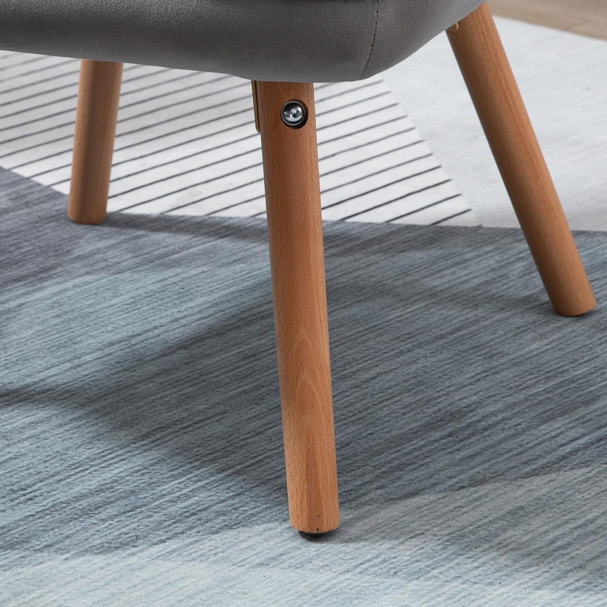 Living Room Chair, Dining Room Chair With Armrests, Backrest, Velvety Polyester, Beech Wood, Gray + Natural, 71X76X101Cm