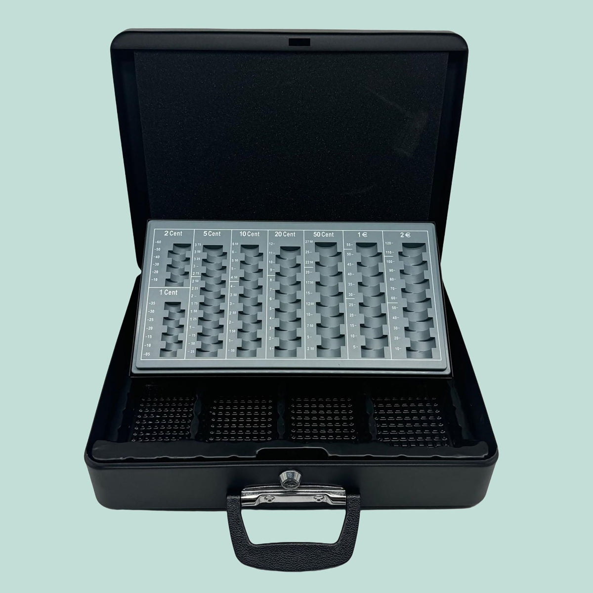 Lockable Cash Box with Removable Insert, Iron, 8 Coin Slots