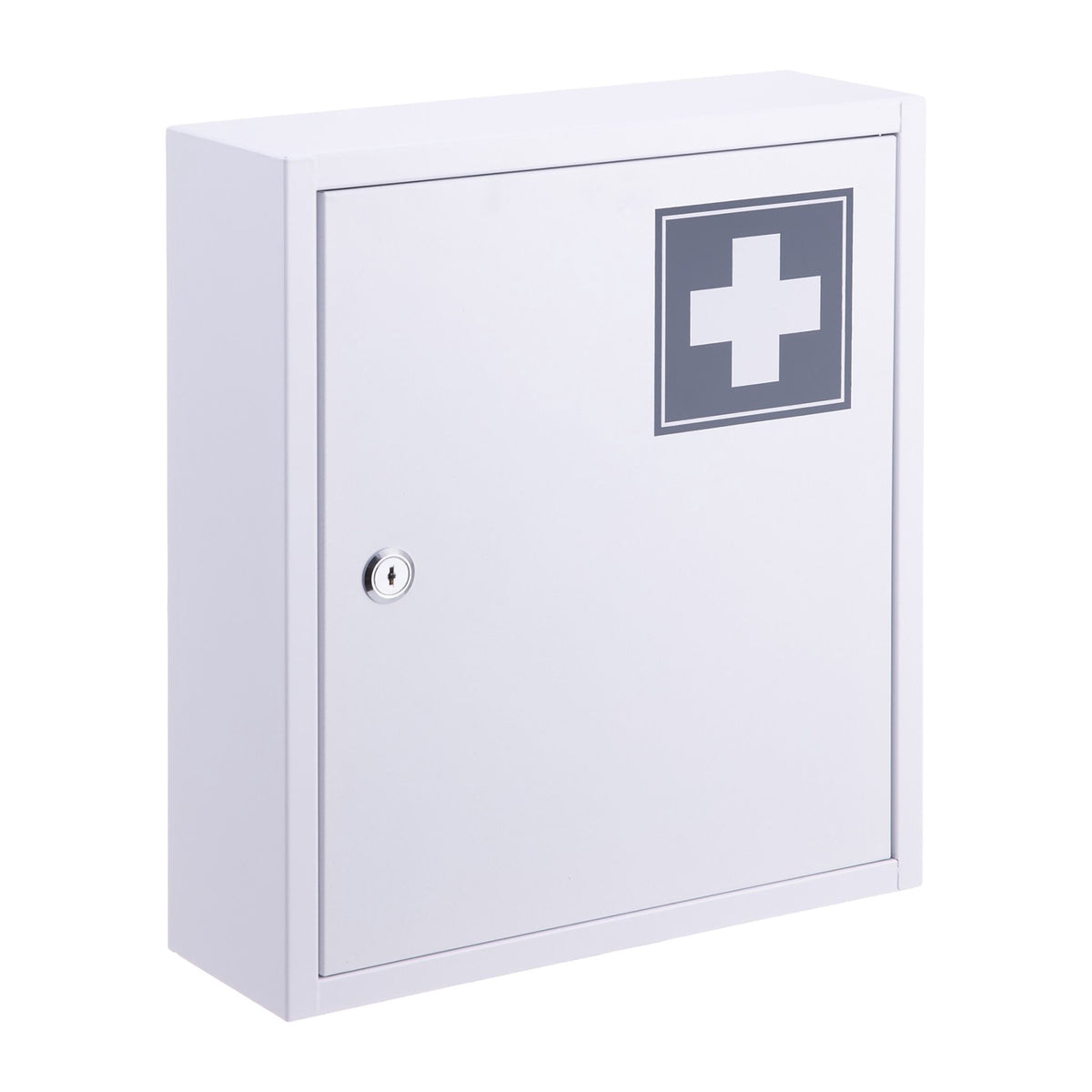 Lockable Medicine Cabinet, 3 Compartments, Wall-Mount