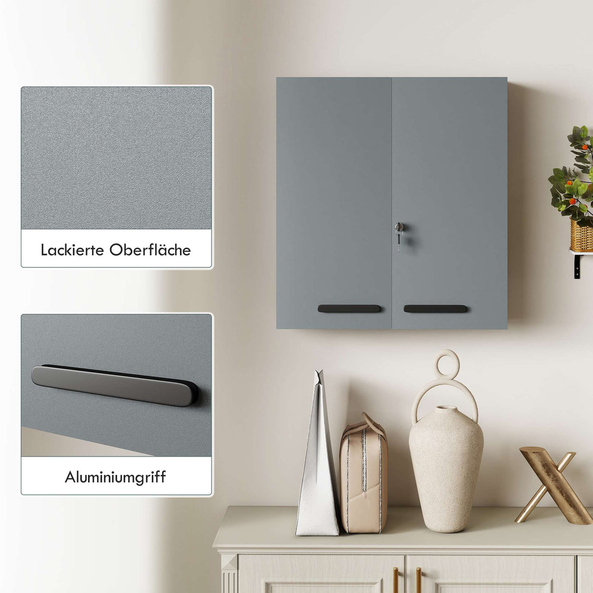 Lockable Medicine Cabinet, 6 Shelves, Charcoal Gray Steel