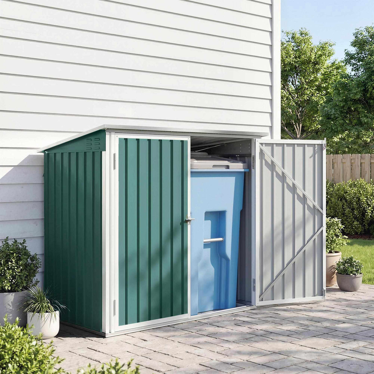 Lockable Steel Bin Storage for 2 Bins with Double Doors