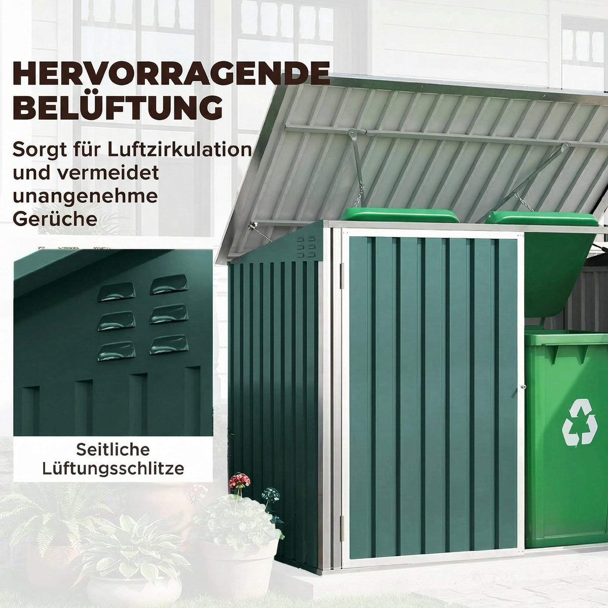 Lockable Steel Bin Storage for 2 Bins with Double Doors