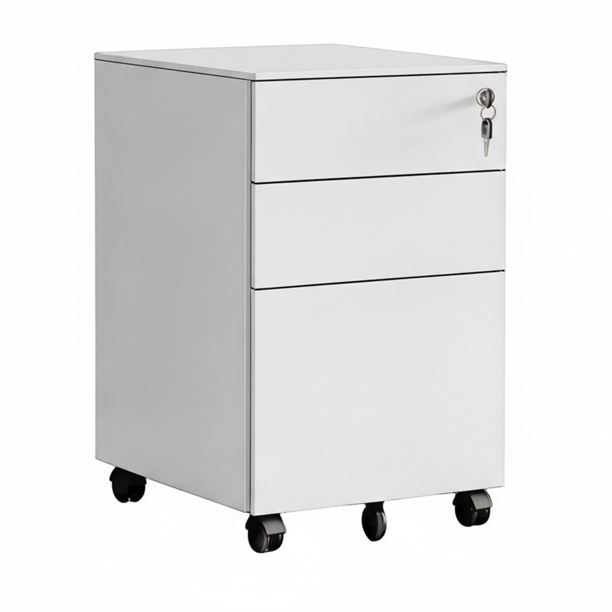 Lockable Steel Rolling File Cabinet, 3 Drawers