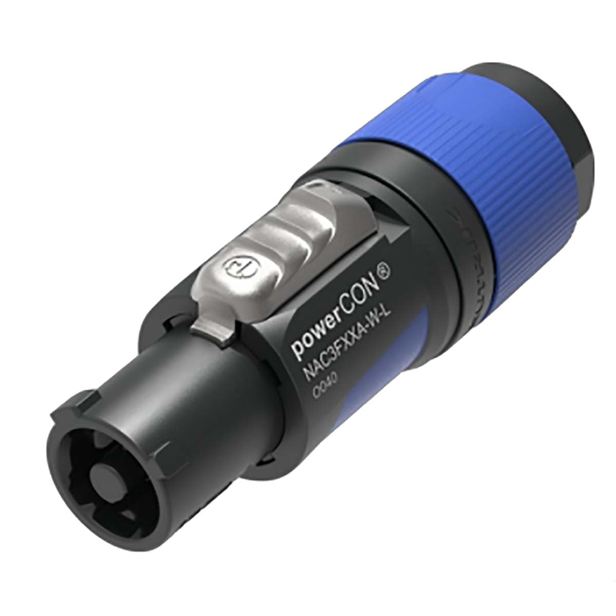Lockable cable connector, power-in, screw terminal, blue