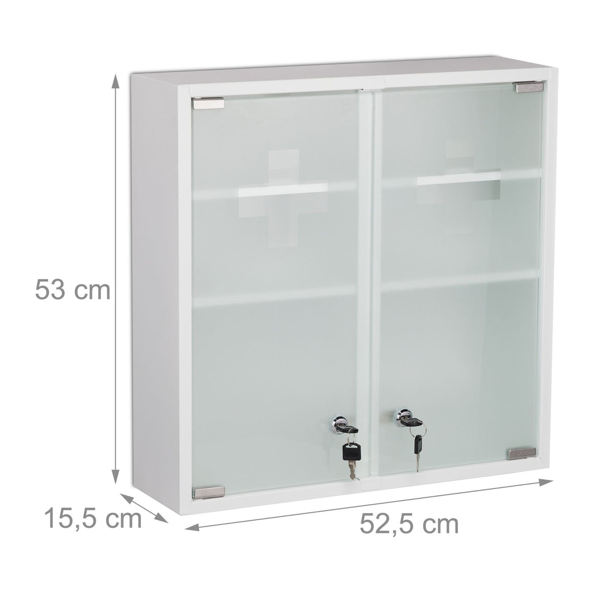 Lockable medicine cabinet with double doors