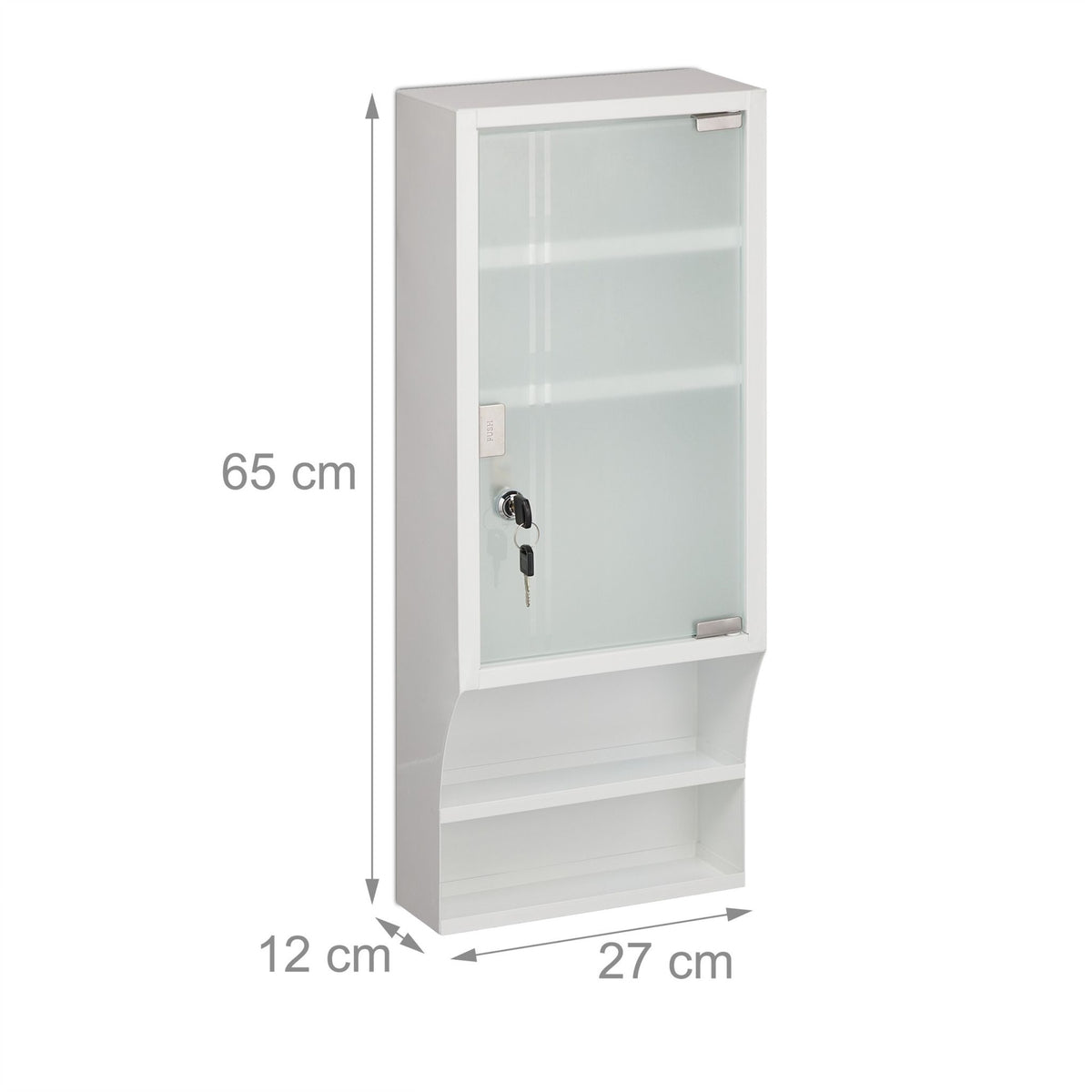 Lockable medicine cabinet with glass door