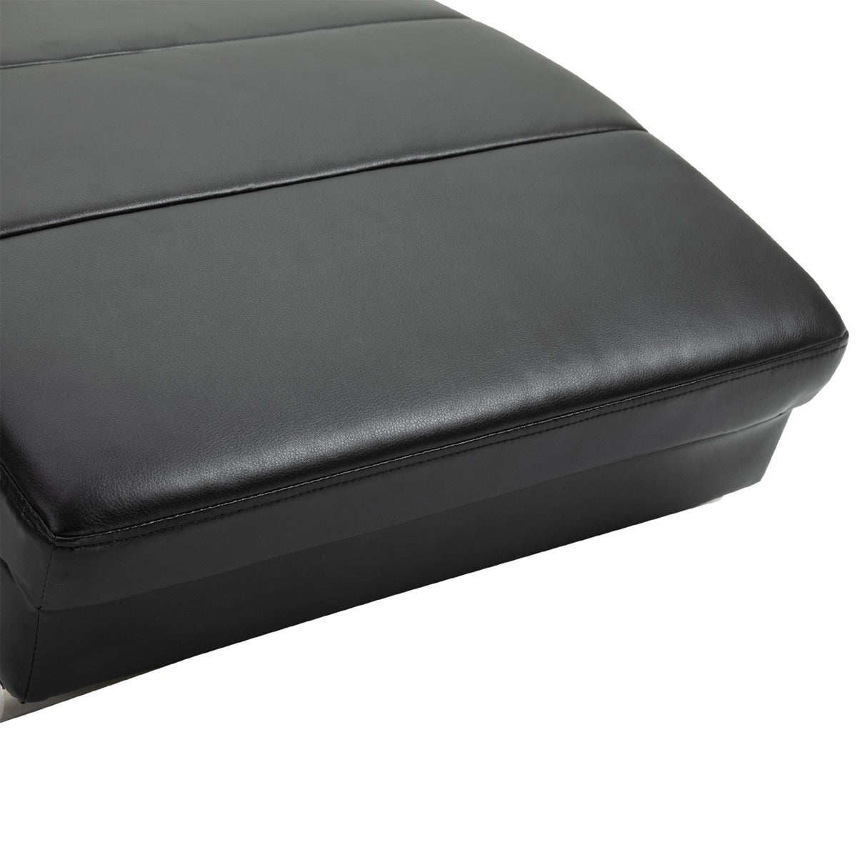 Lounge Chair Relaxation Lounger With Massage Function, High Backrest And Cushion Faux Leather Metal Foam Black 58 X 163 X 87 Cm