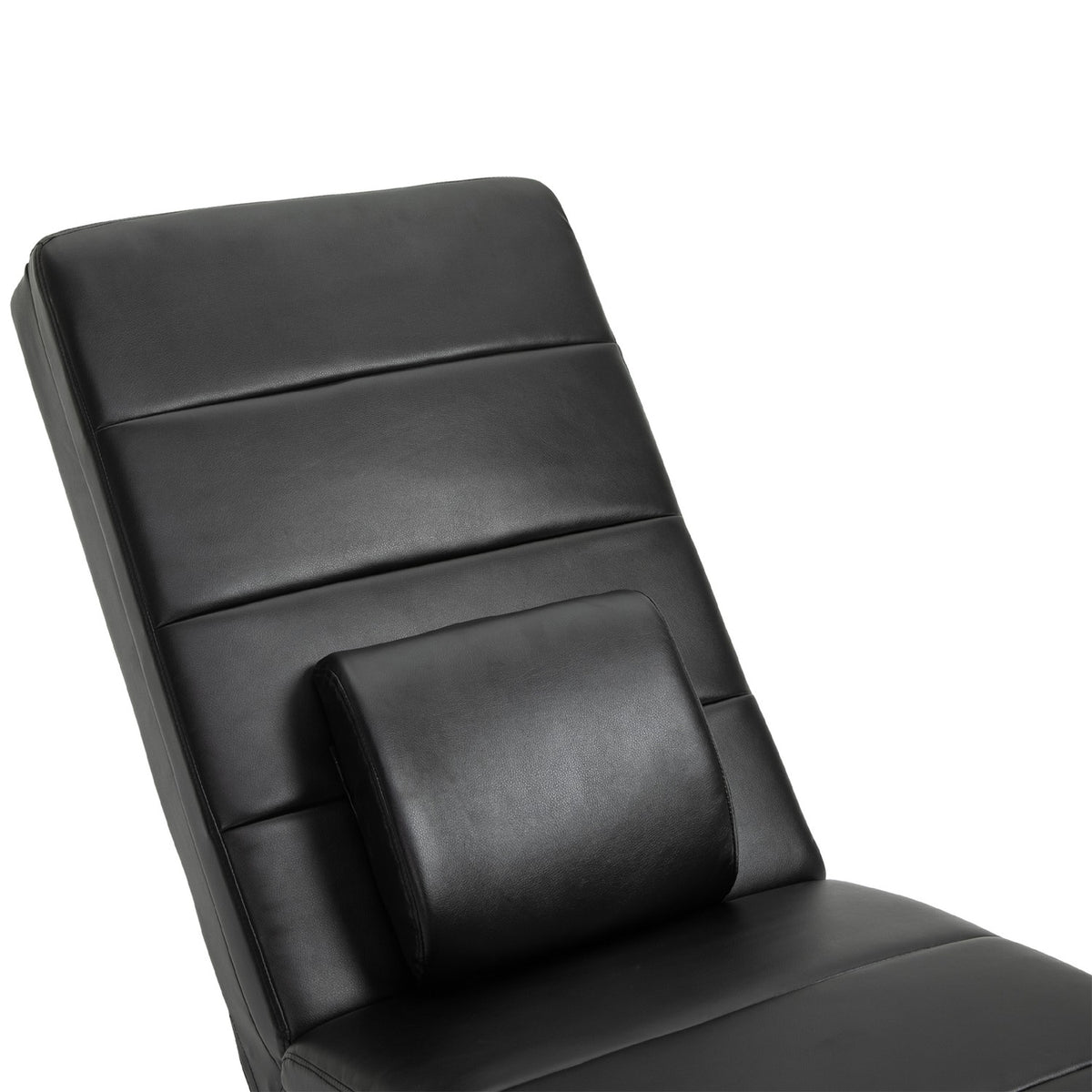 Lounge Chair Relaxation Lounger With Massage Function, High Backrest And Cushion Faux Leather Metal Foam Black 58 X 163 X 87 Cm
