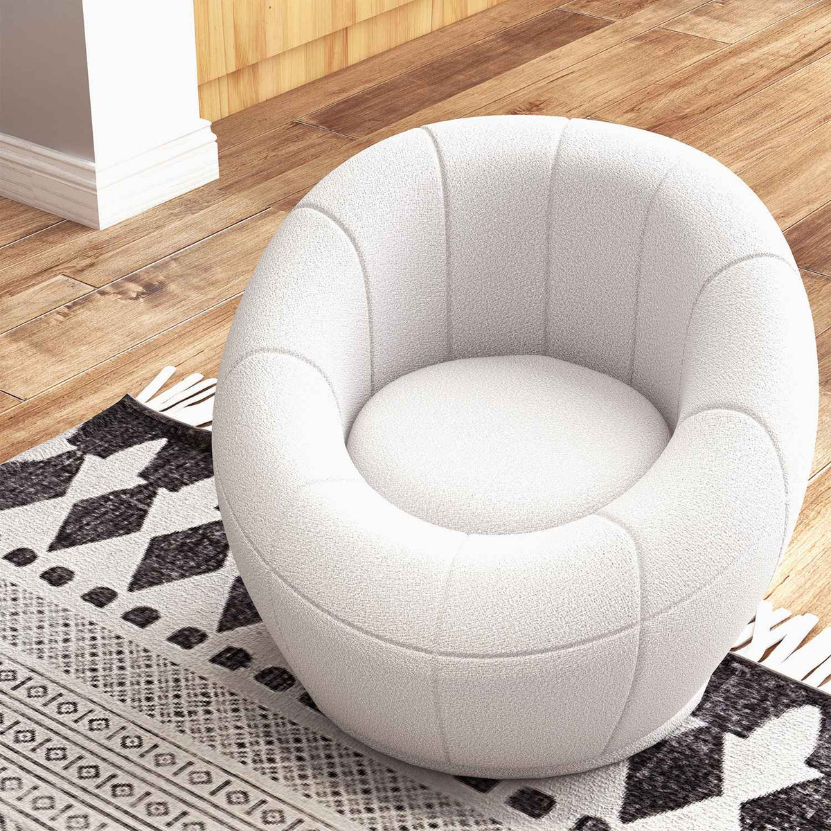 Lounge Chair Small Single Chair Swivel Upholstered Chair Armrest Chair Plush Chair for Living Room White