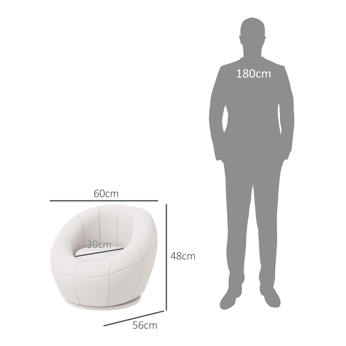 Lounge Chair Small Single Chair Swivel Upholstered Chair Armrest Chair Plush Chair for Living Room White