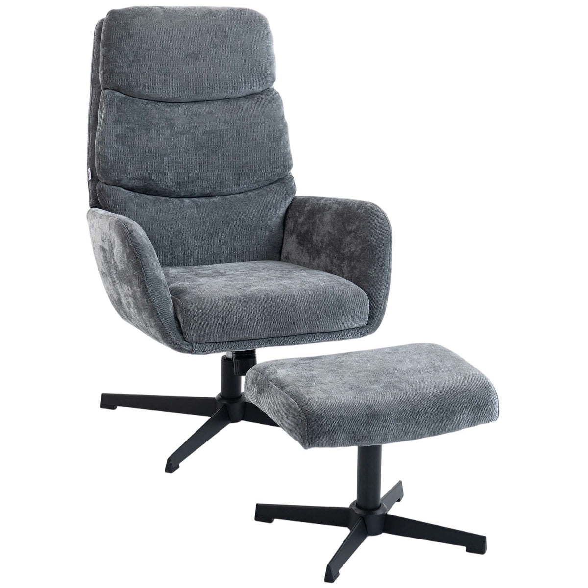 Lounge Chair with Ottoman, High Back, Metal Base, Gray