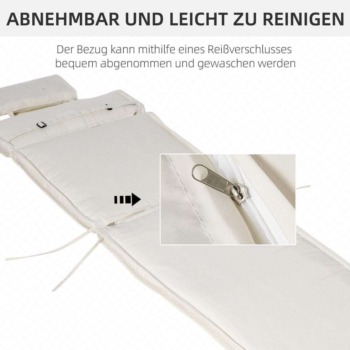 Lounger Cushion Garden Lounger Cushion Pillow Polyester Cotton Fiber Cream White 198X53X5Cm