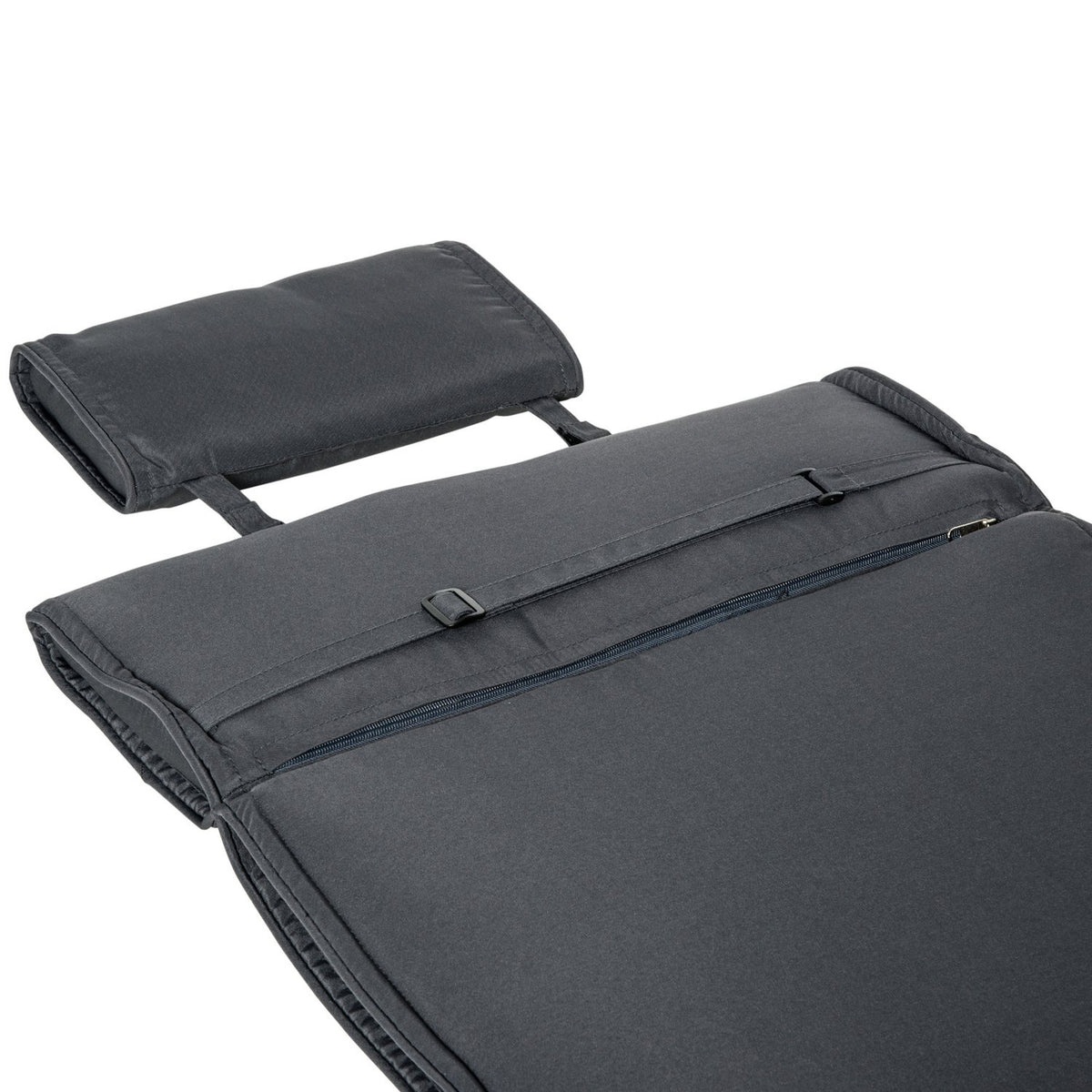 Lounger Cushion Lounger Cushion Garden Lounger With Removable Pillow Cover Polyester + Cotton Fiber Gray 198 X 53 X 5 Cm
